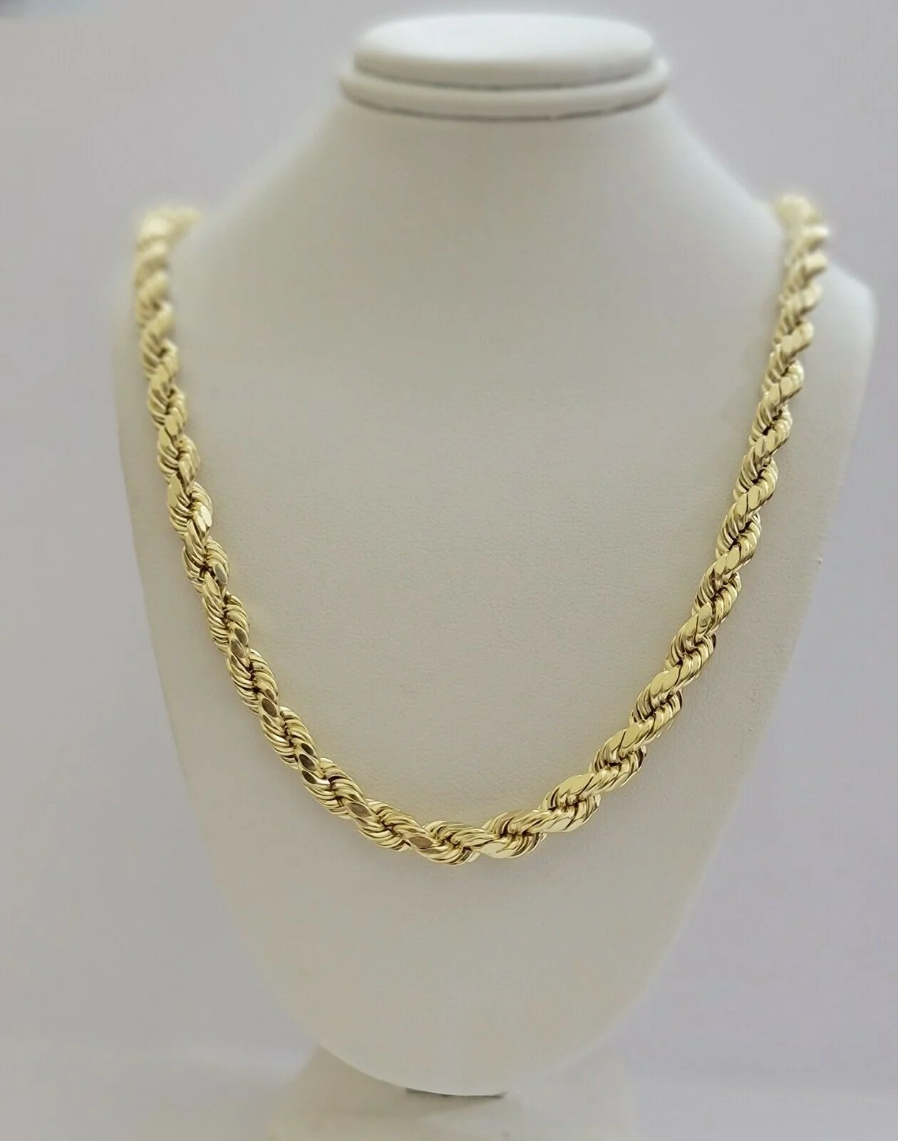 Real 10k Yellow Gold Rope Necklace 7mm Chain 18"-30" Inch Diamond Cut, 10kt MENS - Image 5