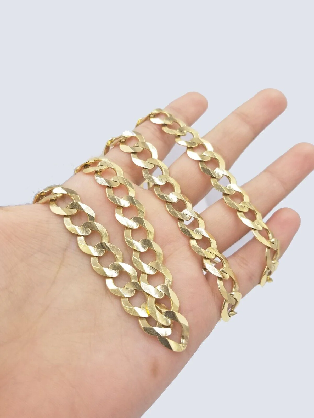 Real 10k Yellow Gold Solid Necklace Cuban Curb Link Chain 10mm 24" inch For Men - Image 2