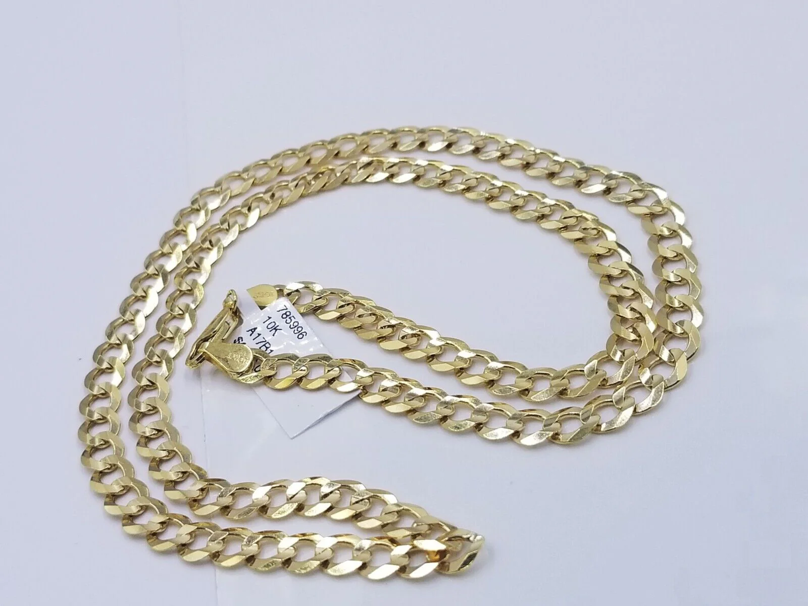 Real 10k Yellow Gold Solid Necklace Cuban Curb Link Chain 6mm 22" inch For Men - Image 3
