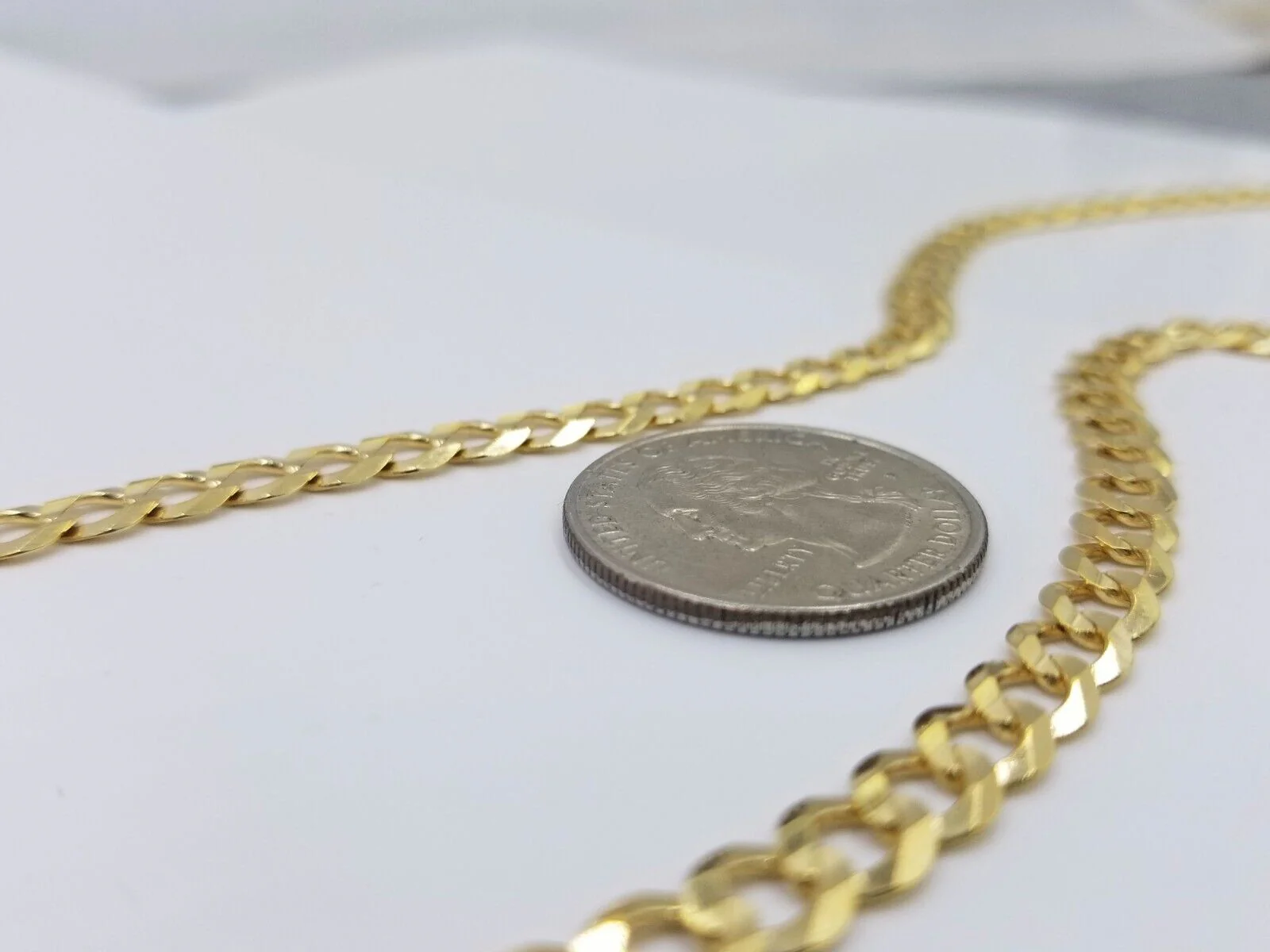 Real 10k Yellow Gold Solid Necklace Cuban Curb Link Chain 6mm 22" inch For Men - Image 4