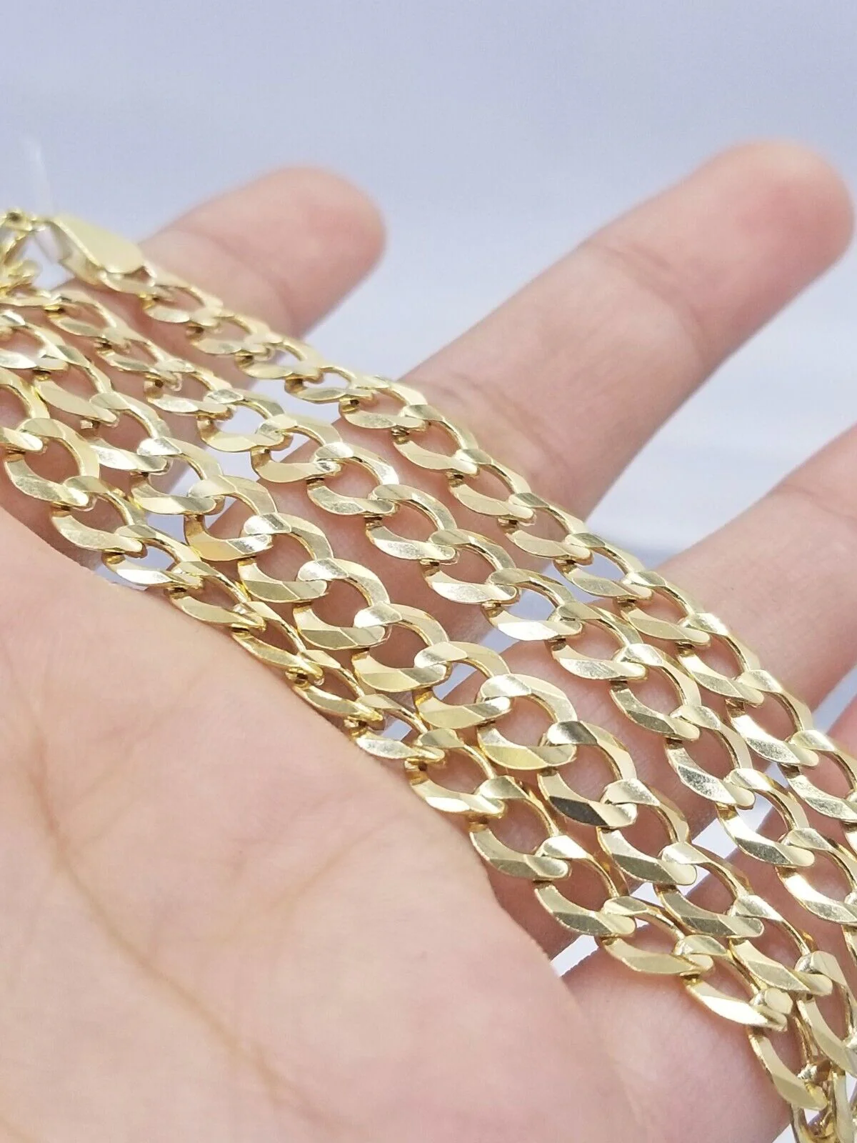 Real 10k Yellow Gold Solid Necklace Cuban Curb Link Chain 6mm 22" inch For Men - Image 5