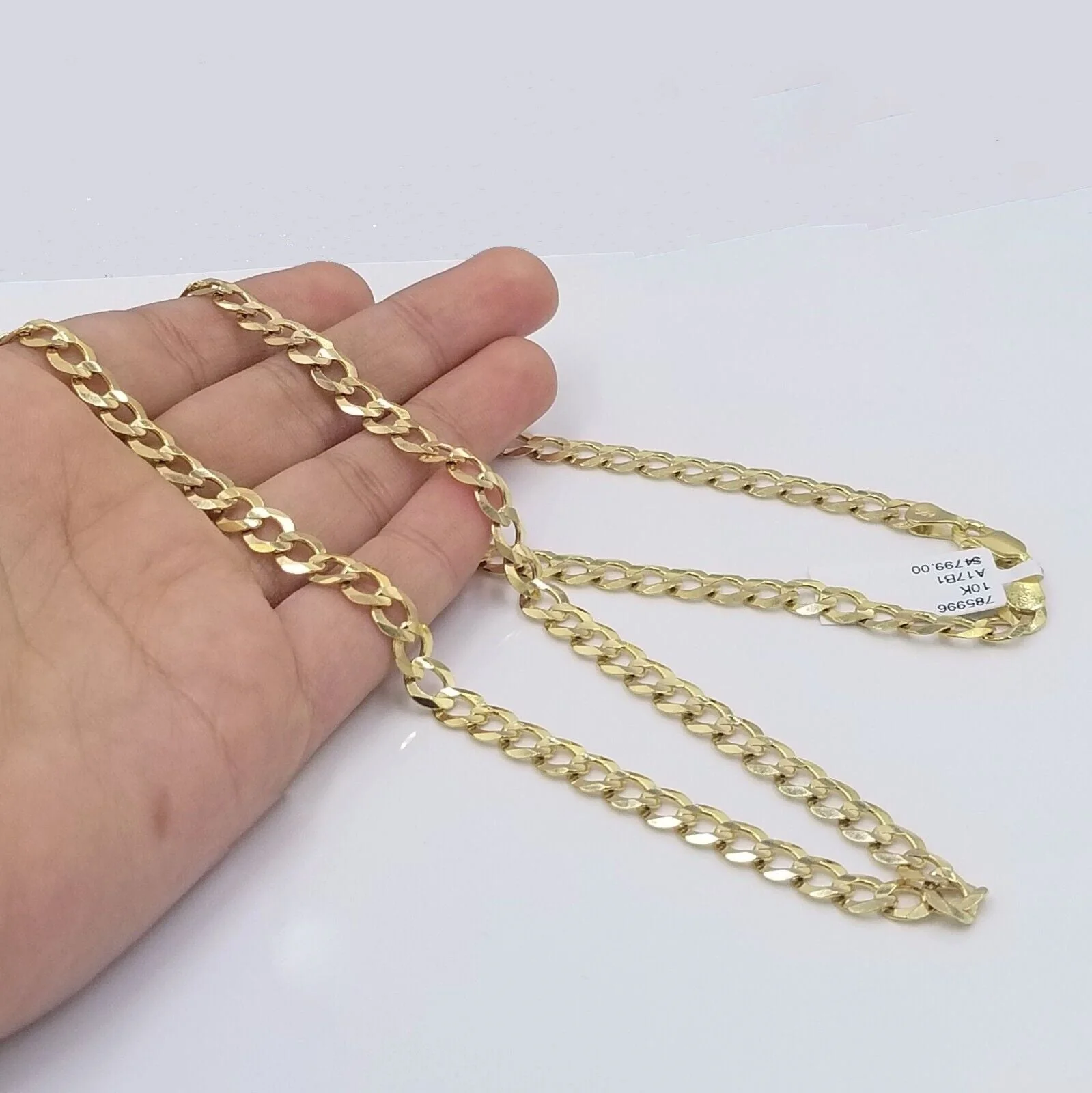 Real 10k Yellow Gold Solid Necklace Cuban Curb Link Chain 6mm 22" inch For Men - Image 6