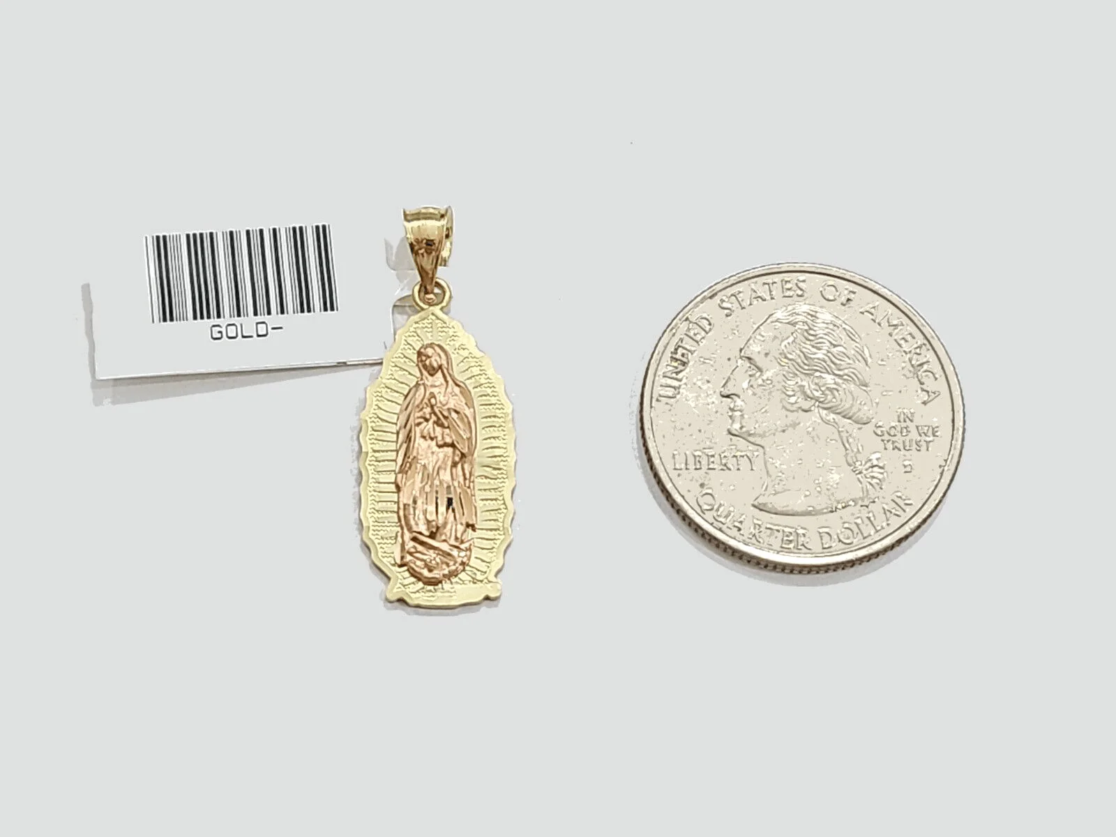 Real 10k Yellow Gold Virgin Mary Pendant 10kt Gold Charm For Necklace - Image 3