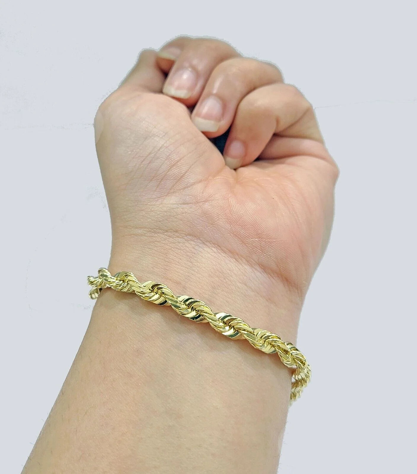Real 10k Yellow Solid Gold 6mm Rope Bracelet 8'' inch 10kt Unisex - Image 2