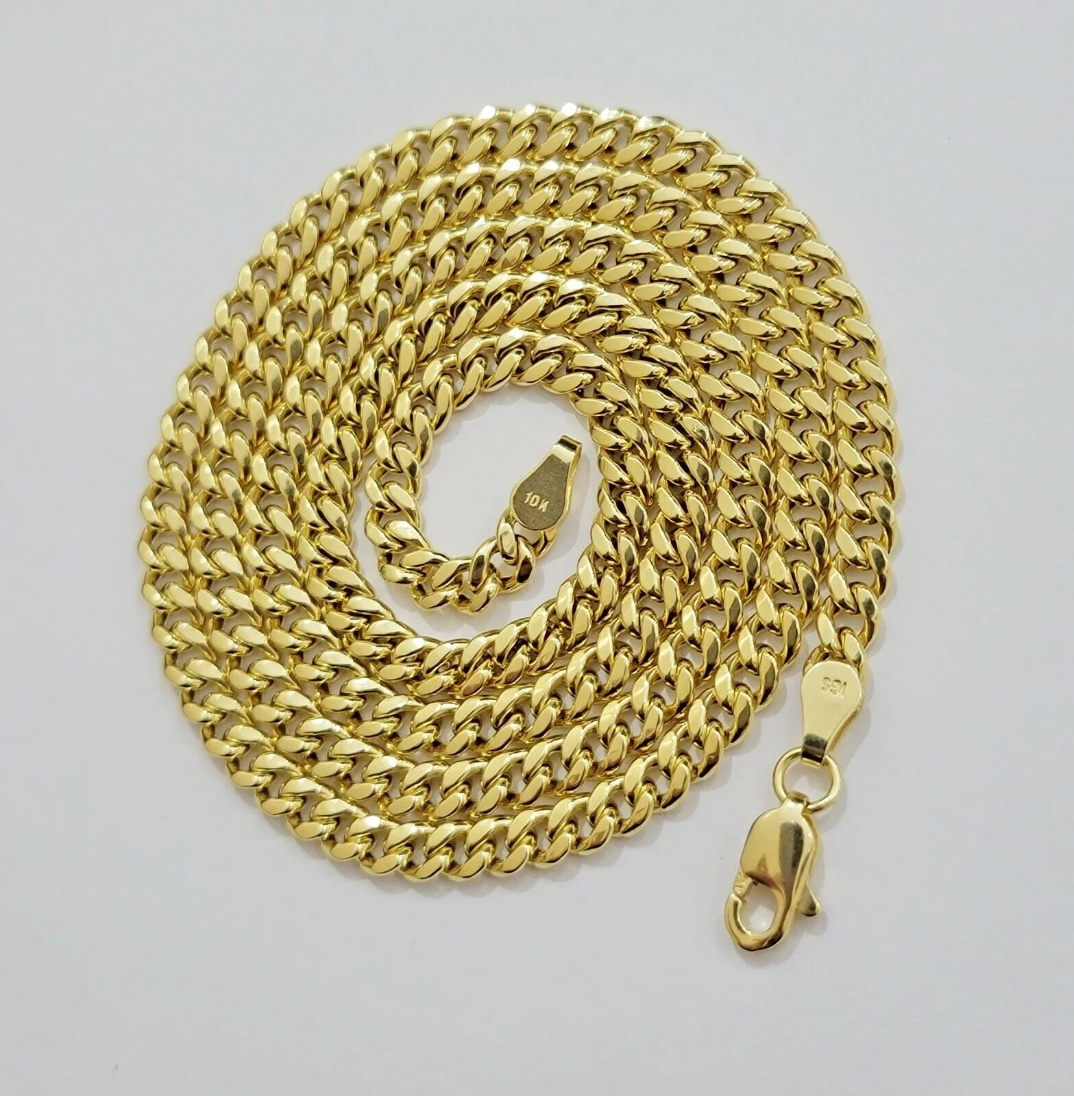Real 10kt Gold Cuban Link Chain Pendant Set 18" 3.5mm Necklace World Map Charm - Image 8