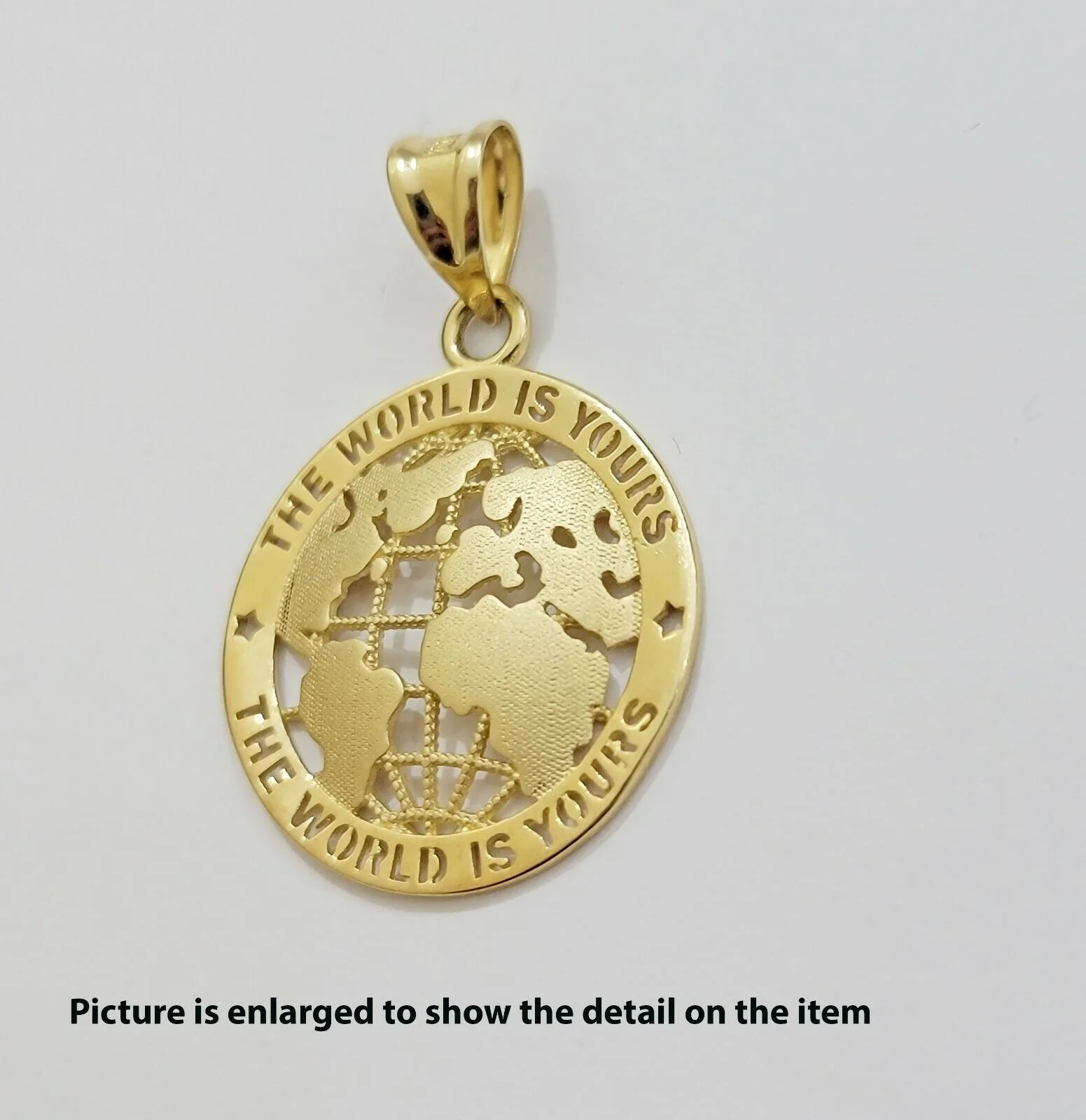Real 10kt Gold Cuban Link Chain Pendant Set 22" 3.5mm Necklace World Map Charm - Image 6