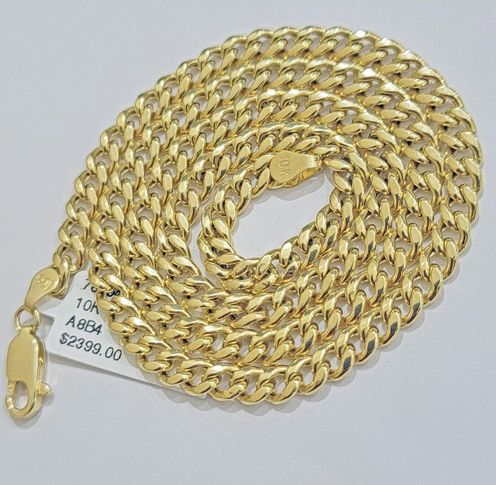 Real 10kt Gold Nugget Charm pendant &Miami Cuban Link chain Necklace 5mm 26" SET - Image 6