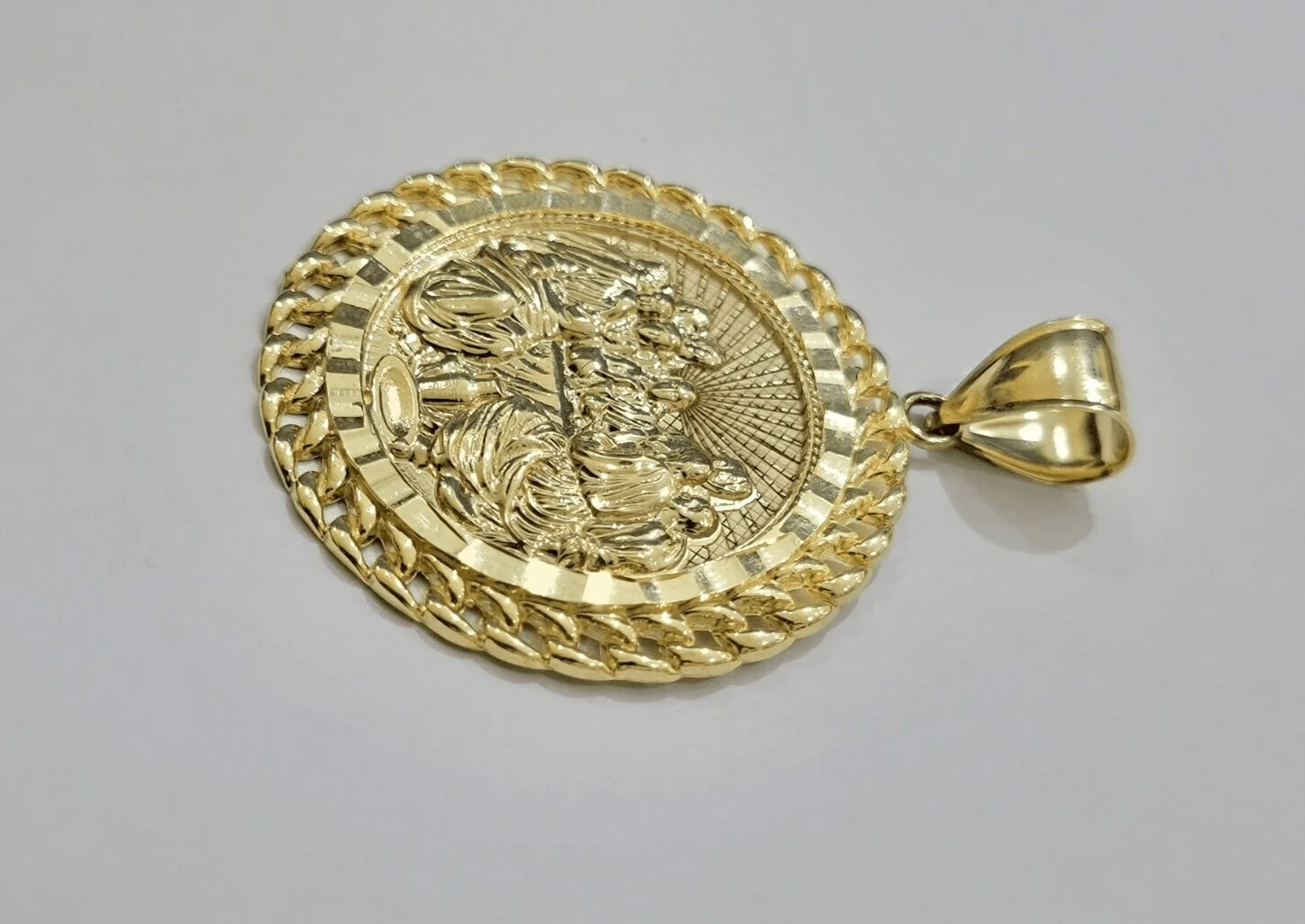 Real 10kt Last Supper Charm Pendant 10k Yellow Gold Chain Necklace 2 Inches SALE - Image 8