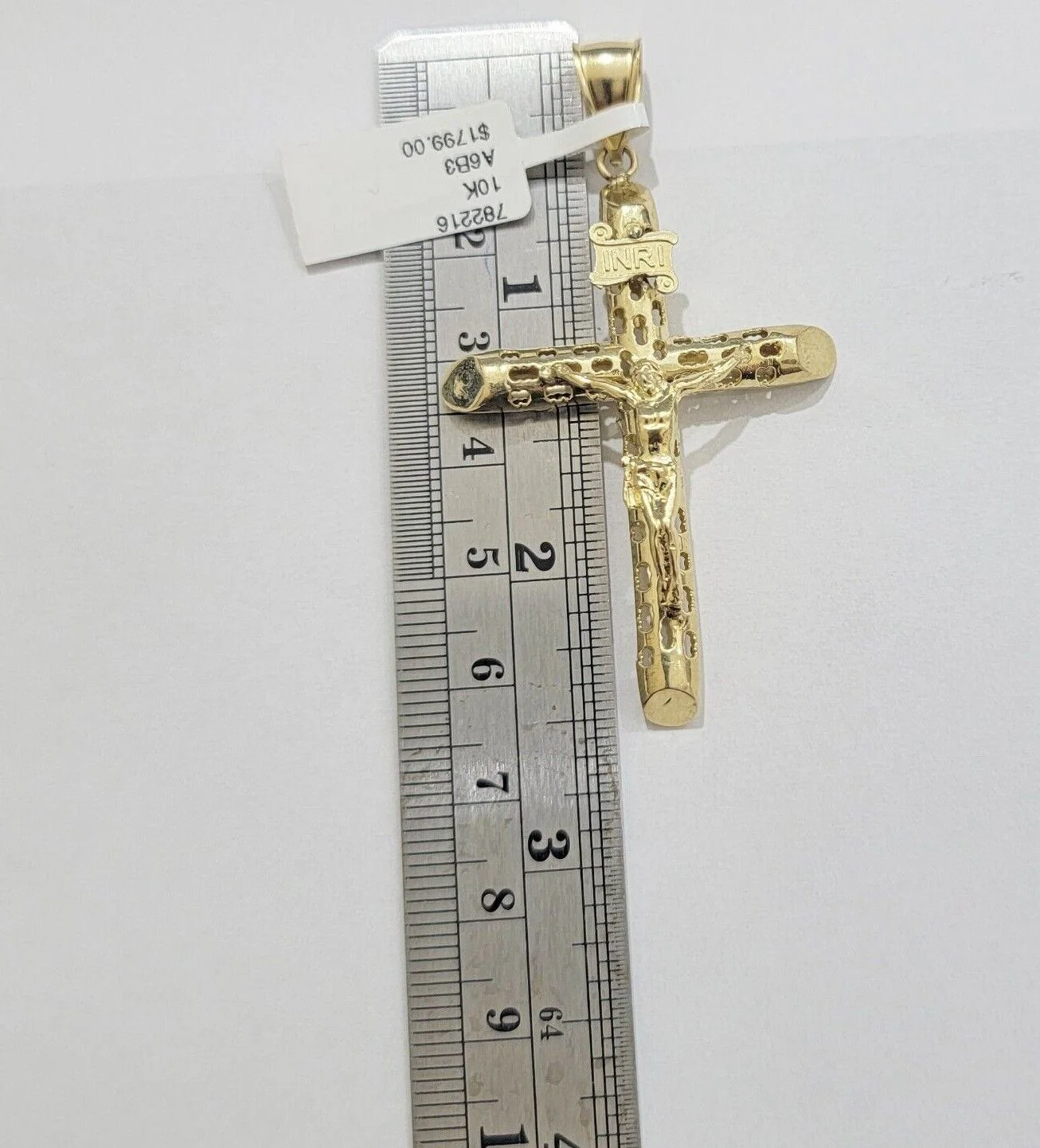 Real 10kt Yellow Gold Chain Pendant Byzantine Necklace 20"-28" & Cross Charm SET - Image 8