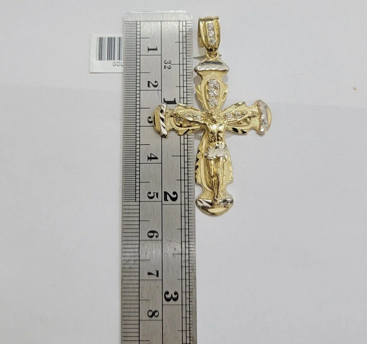Real 10kt Yellow Gold Chain Pendant Set Byzantine Necklace 20"-28" & Cross Charm - Image 4
