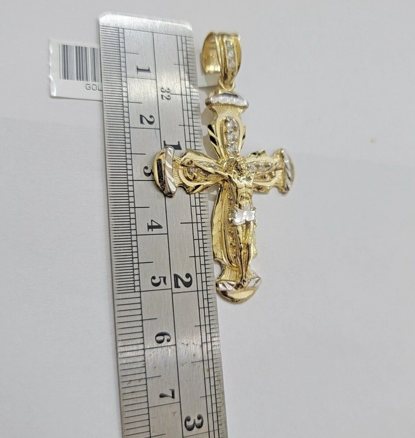 Real 10kt Yellow Gold Chain Pendant Set Byzantine Necklace 20"-28" & Cross Charm - Image 8