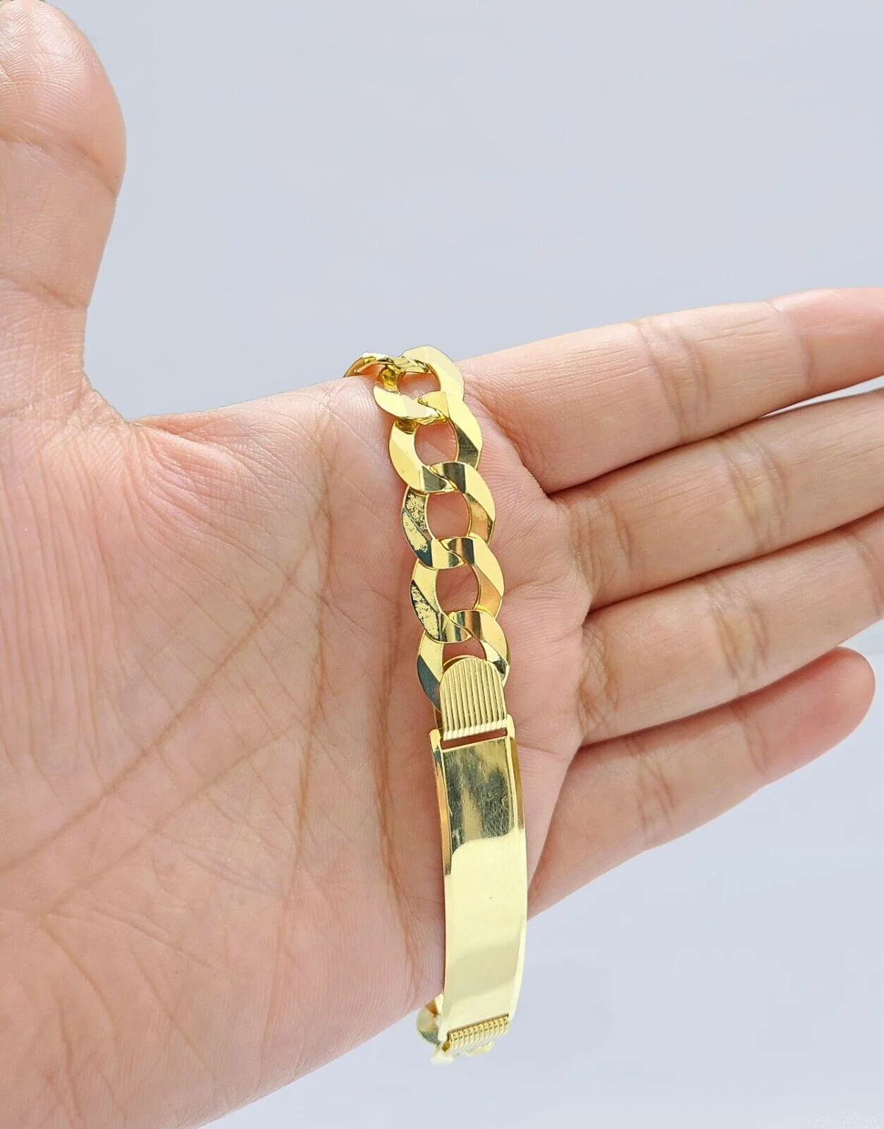 Real 10kt Yellow Gold Cuban Link ID Bracelet Unisex 8.5'' 11mm - Image 2