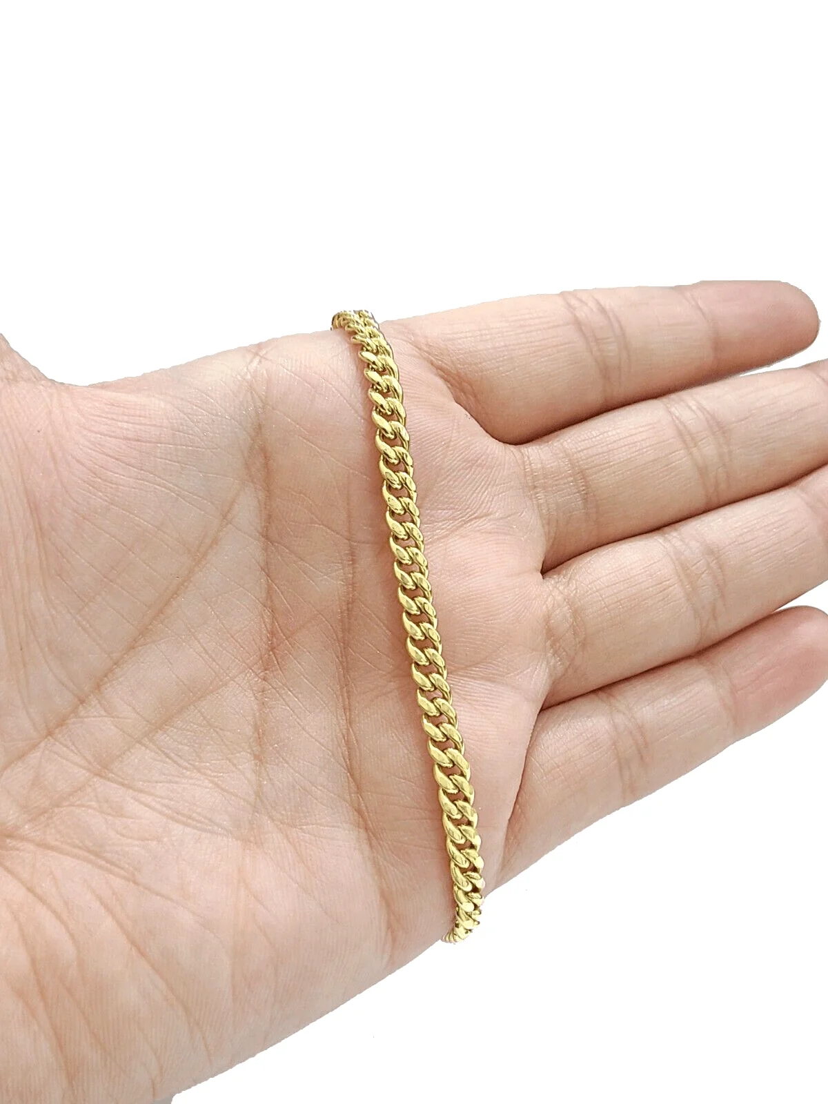 Real 10kt Yellow Gold Miami Cuban Bracelet 10k Unisex 8 Inches 4mm Lobster Lock - Image 4