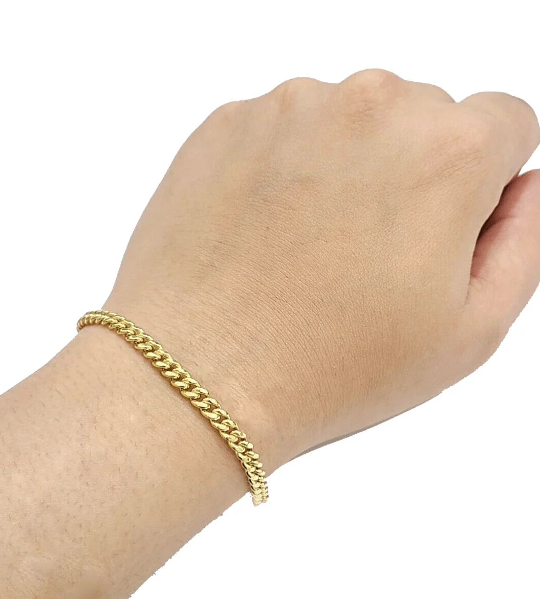 Real 10kt Yellow Gold Miami Cuban Bracelet 10k Unisex 8 Inches 4mm Lobster Lock - Image 5