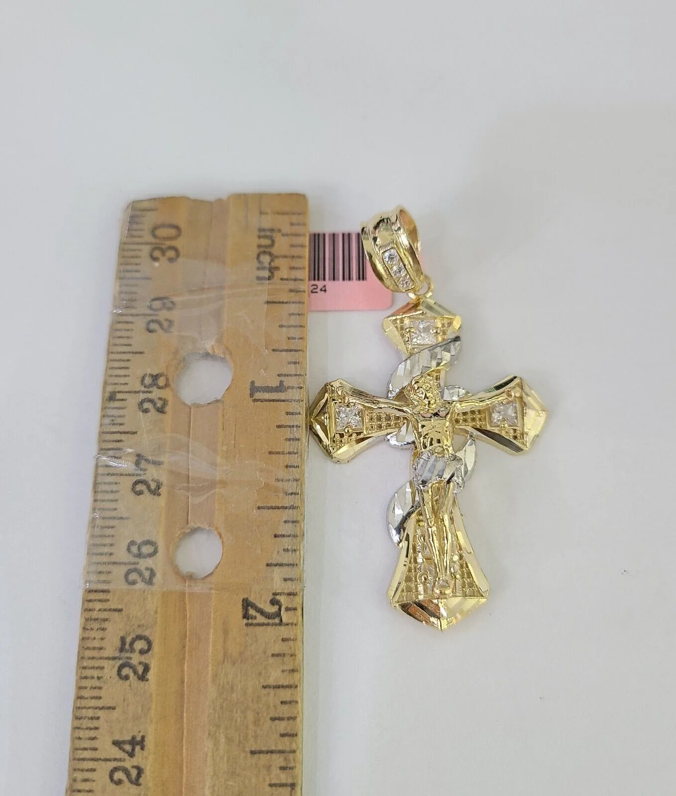 Real 14k Chain Cross Charm Set Miami Cuban Link 4mm Necklace Pendant 20" - Image 2
