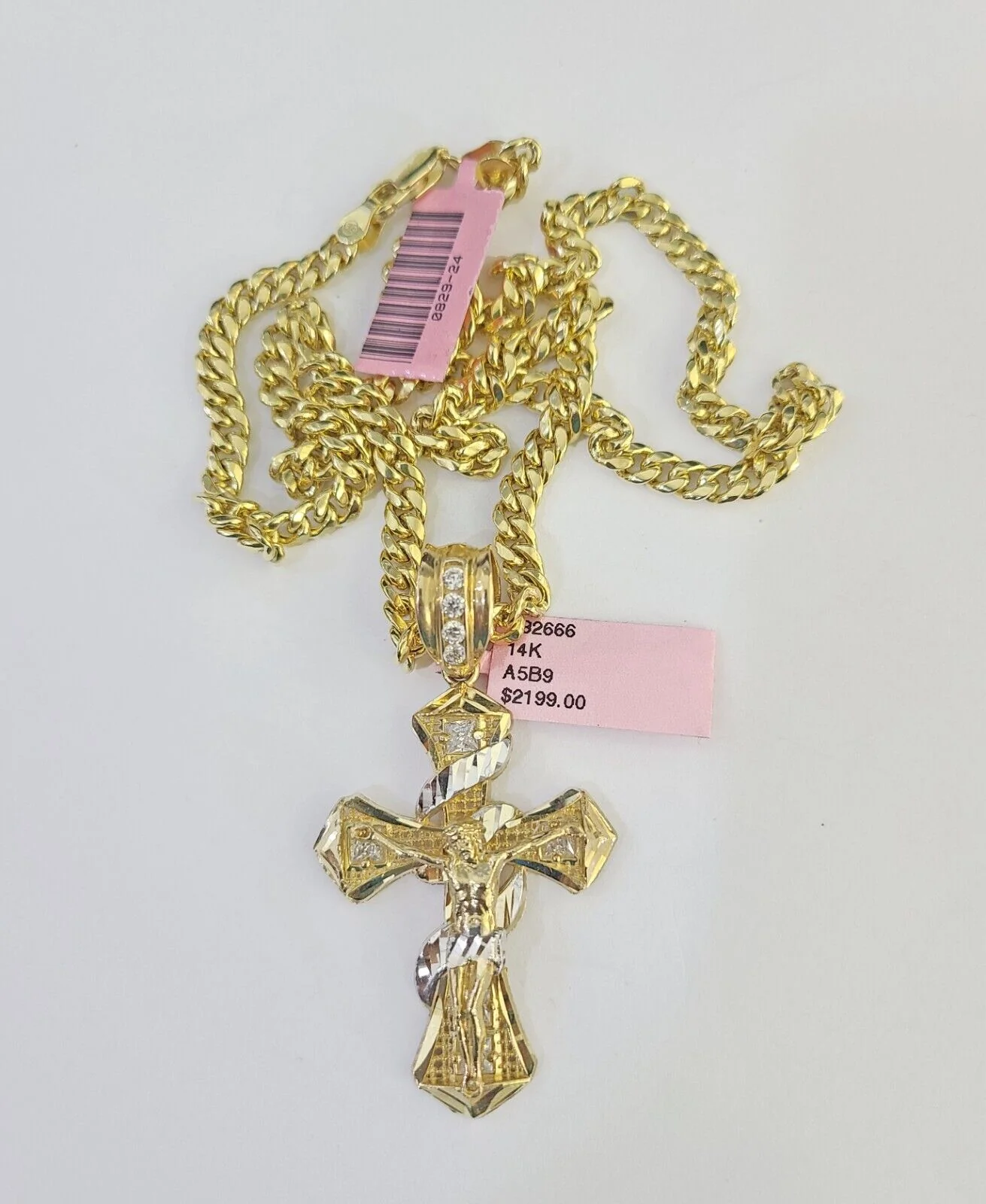 Real 14k Chain Cross Charm Set Miami Cuban Link 5mm 18"-30" Necklace Pendant - Image 5