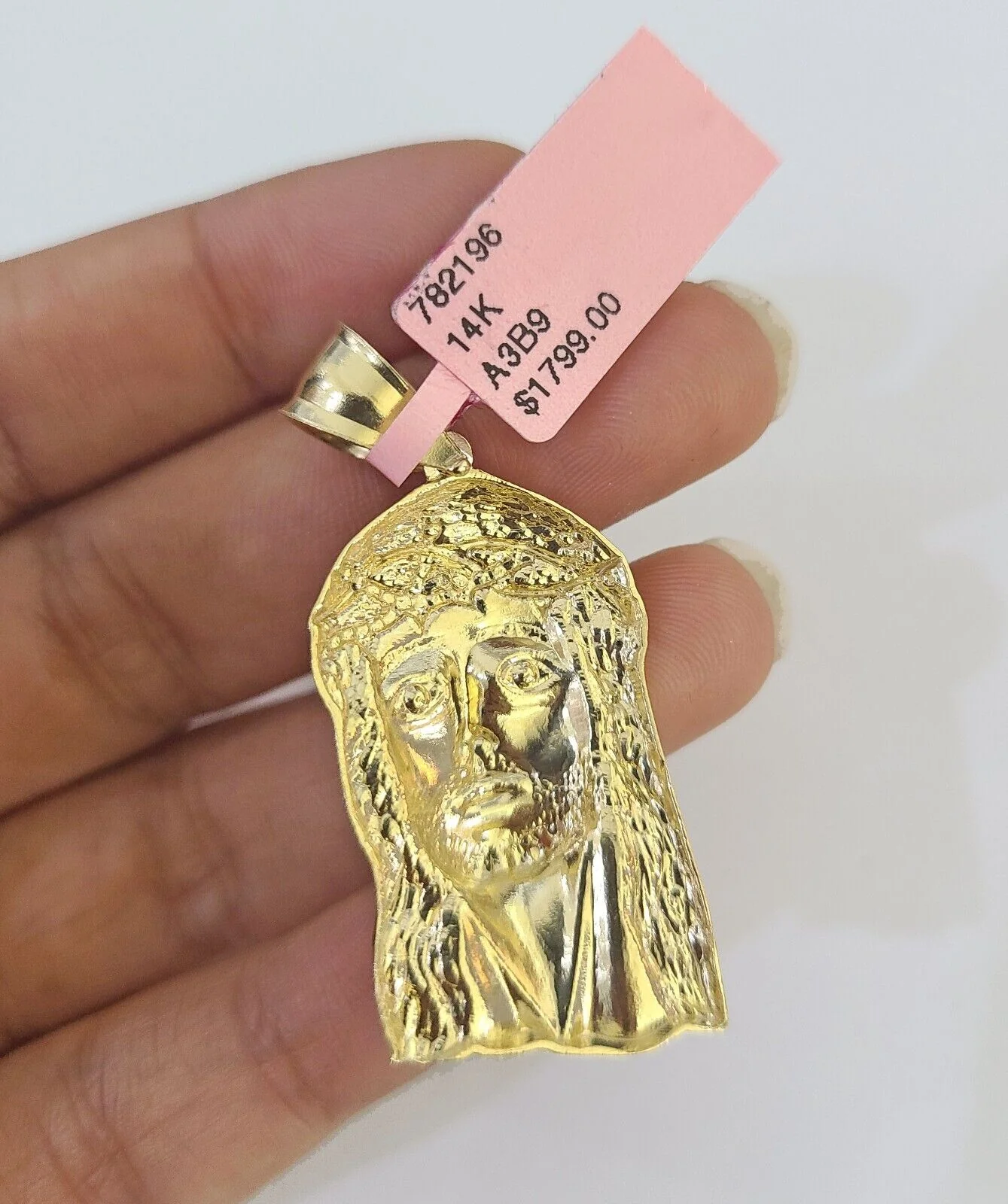 Real 14k Chain Jesus Head Charm Set Miami Cuban Link 4mm Necklace Pendant - Image 7