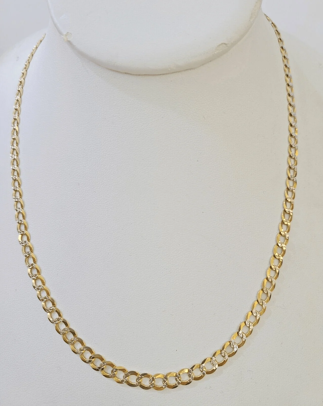 REAL 14k Cuban Curb Link necklace with Diamond Cuts 22 inches 6mm 14kt - Image 2