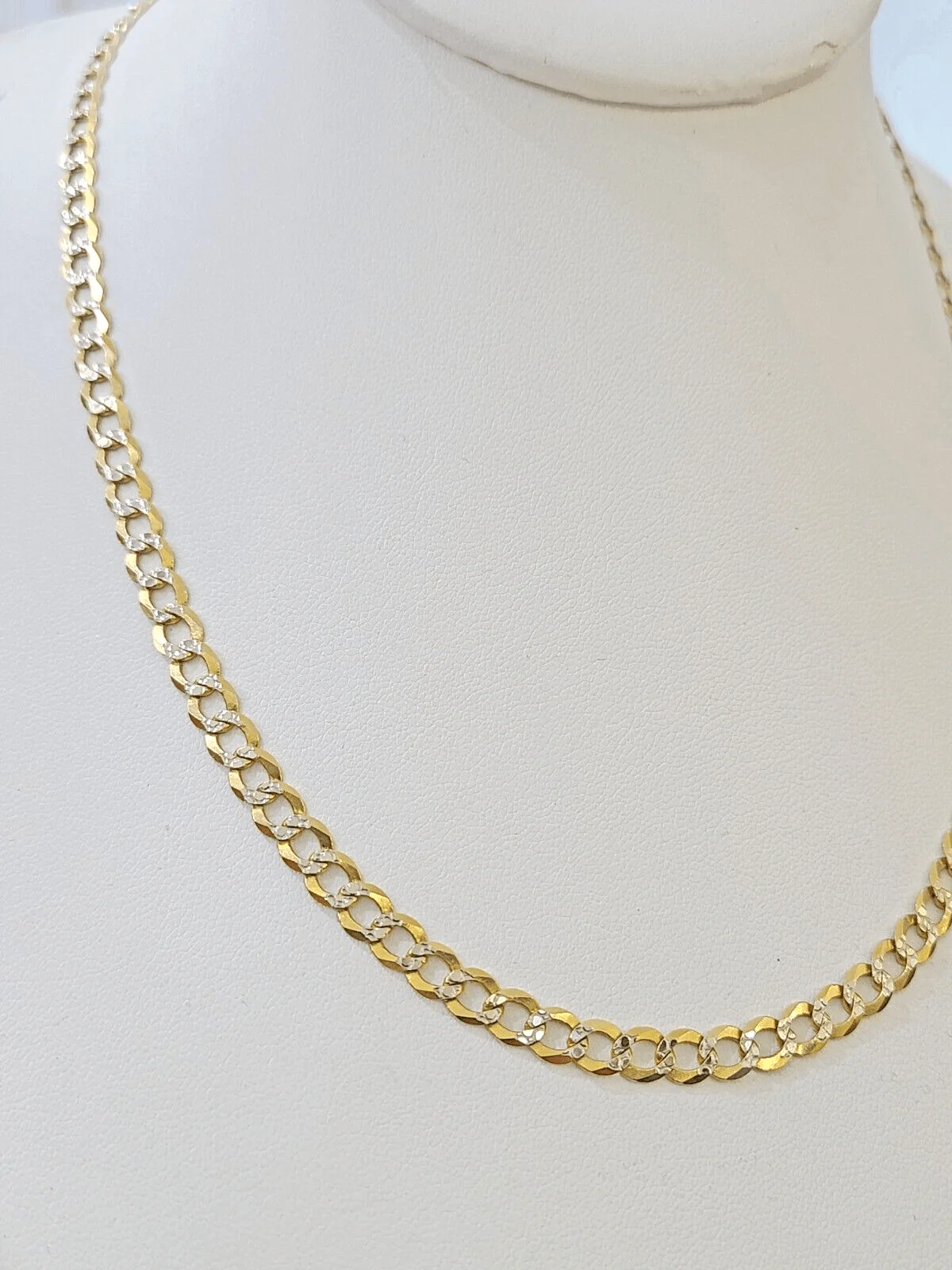 REAL 14k Cuban Curb Link necklace with Diamond Cuts 22 inches 6mm 14kt - Image 3