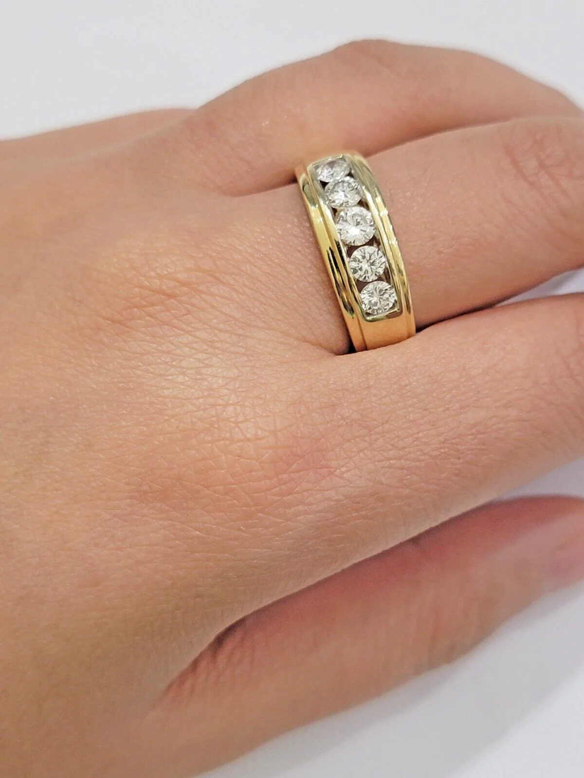 Real 14k Gold 1CT Natural Diamonds Band Mens Wedding Engagement Anniversary Ring - Image 8