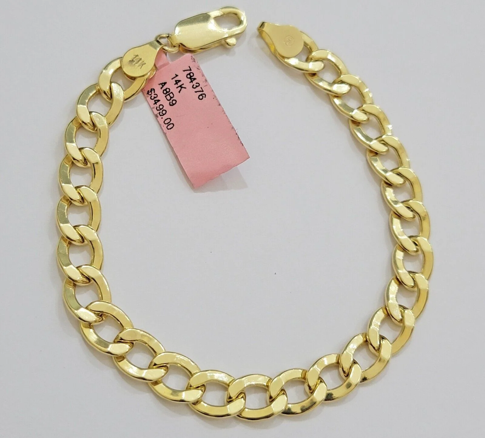 Real 14k Gold Bracelet Cuban Curb Link 8 Inch 8mm Men's Genuine 14kt Yellow Gold