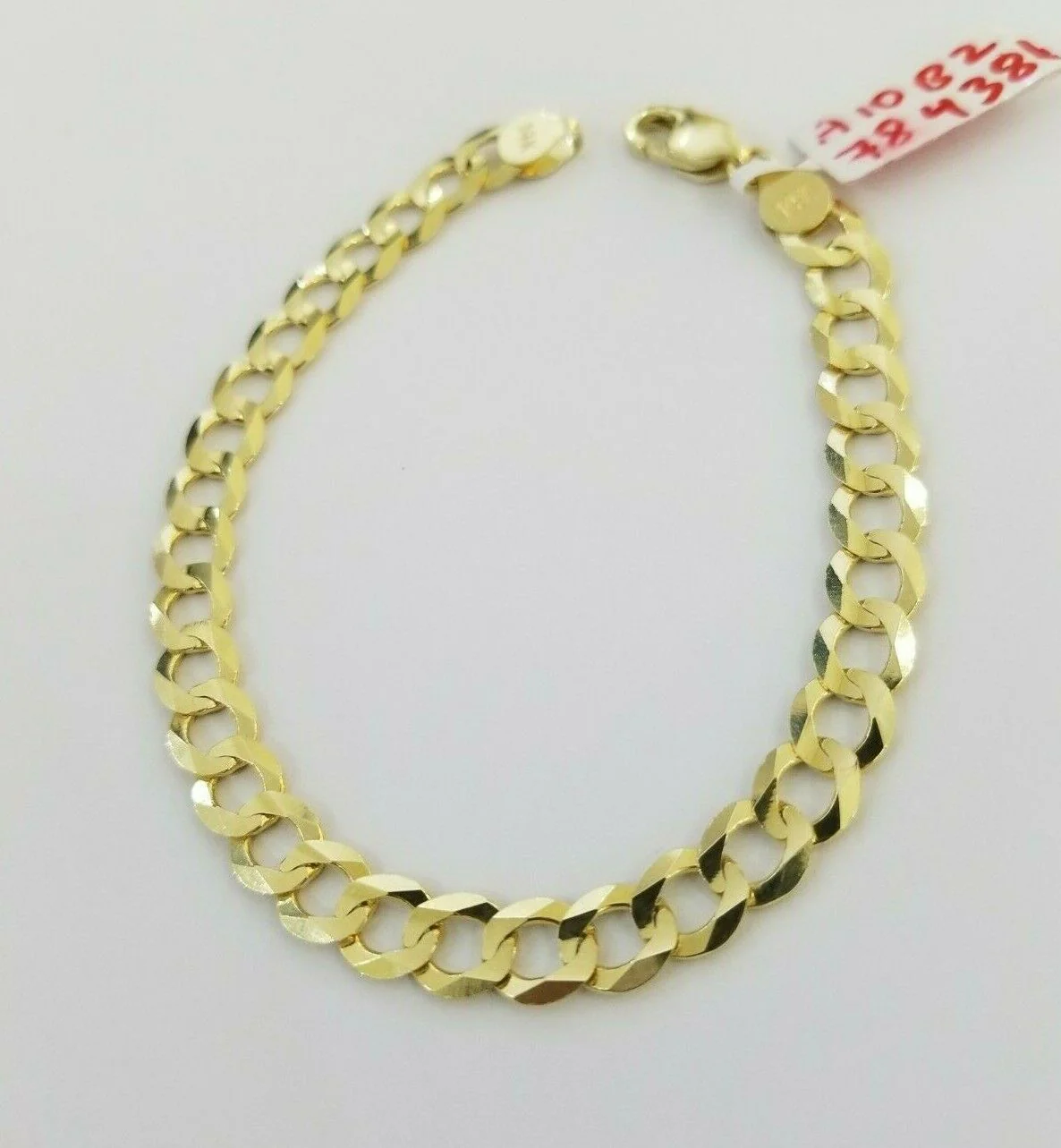 REAL 14k Gold Bracelet Cuban link 8" SOLID 7.5mm 14kt Yellow Gold Diamond Cut - Image 13