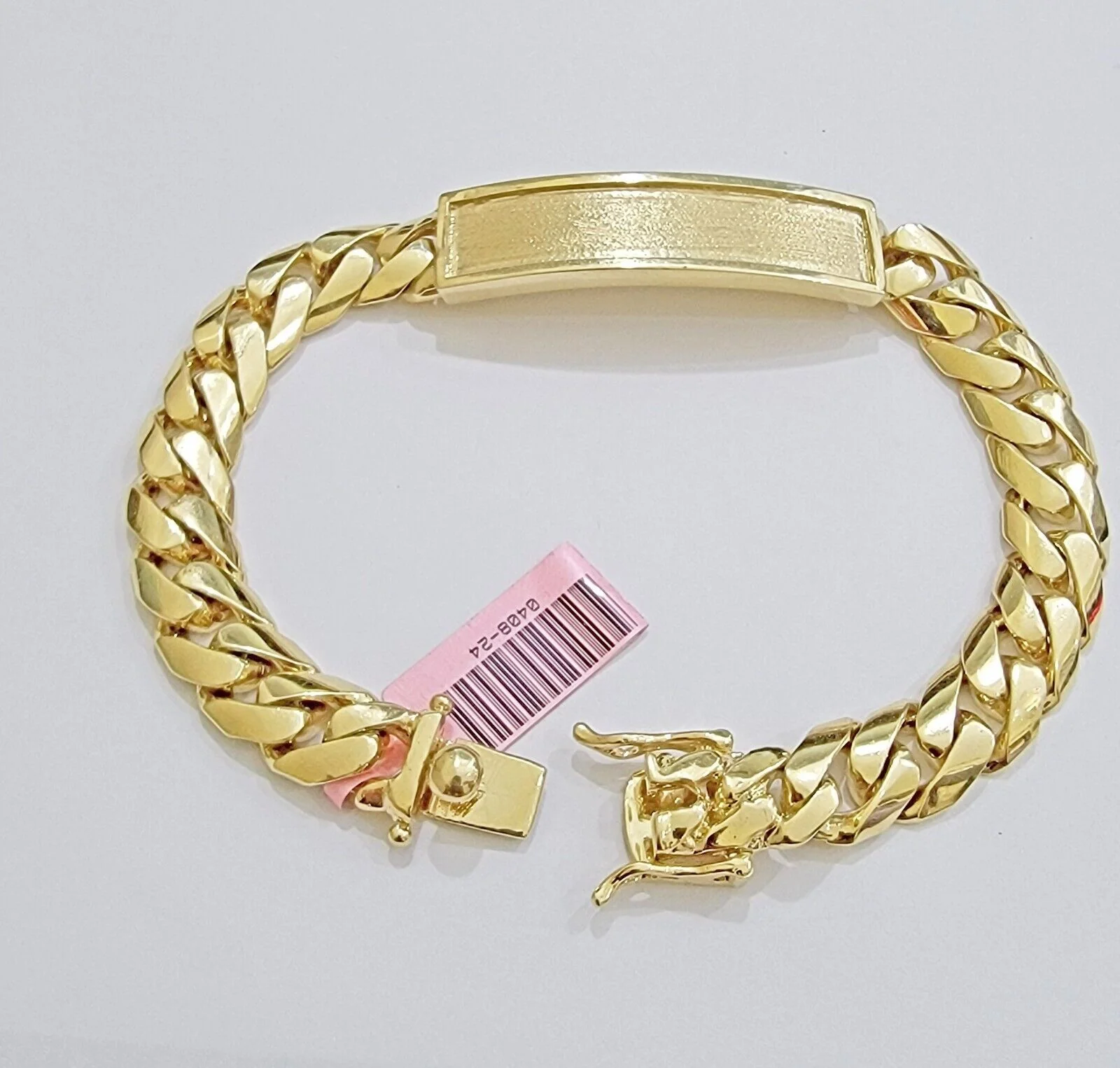 Real 14k Gold Bracelet ID Name Plate 8 Inch Miami Cuban Link 10mm Men SOLID 14KT - Image 5