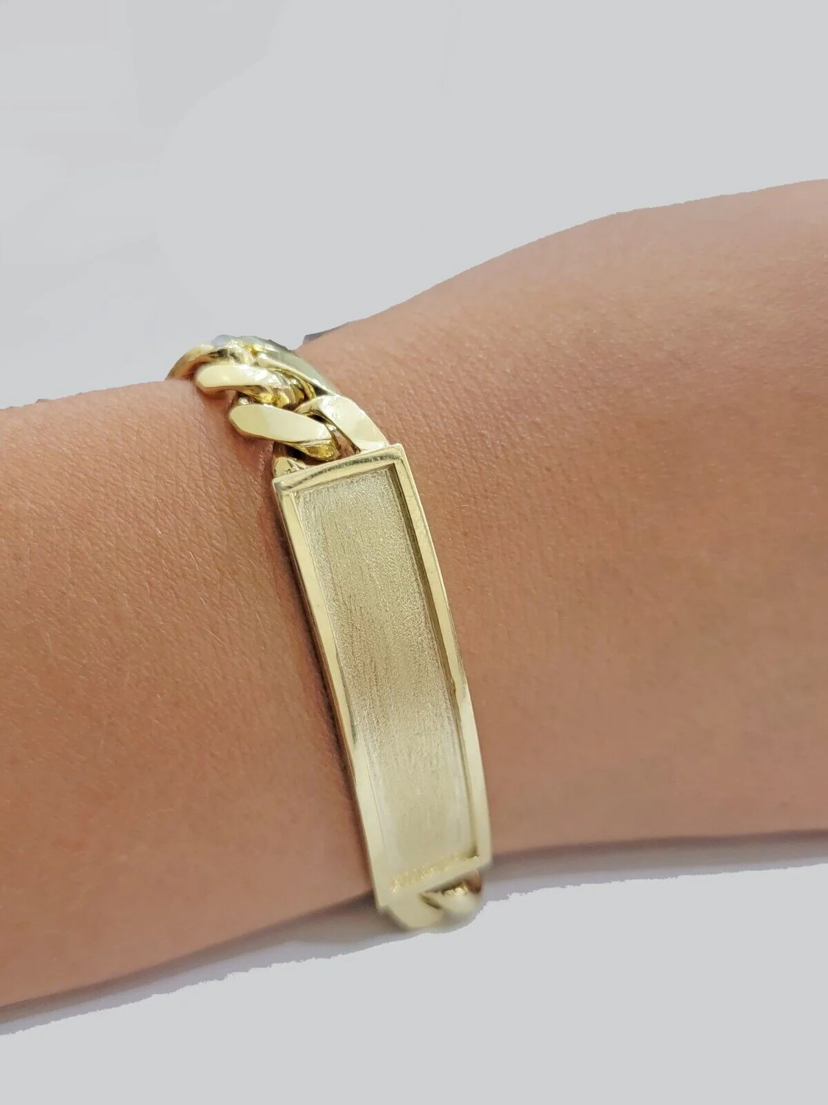 Real 14k Gold Bracelet ID Name Plate 8 Inch Miami Cuban Link 10mm Men SOLID 14KT - Image 8