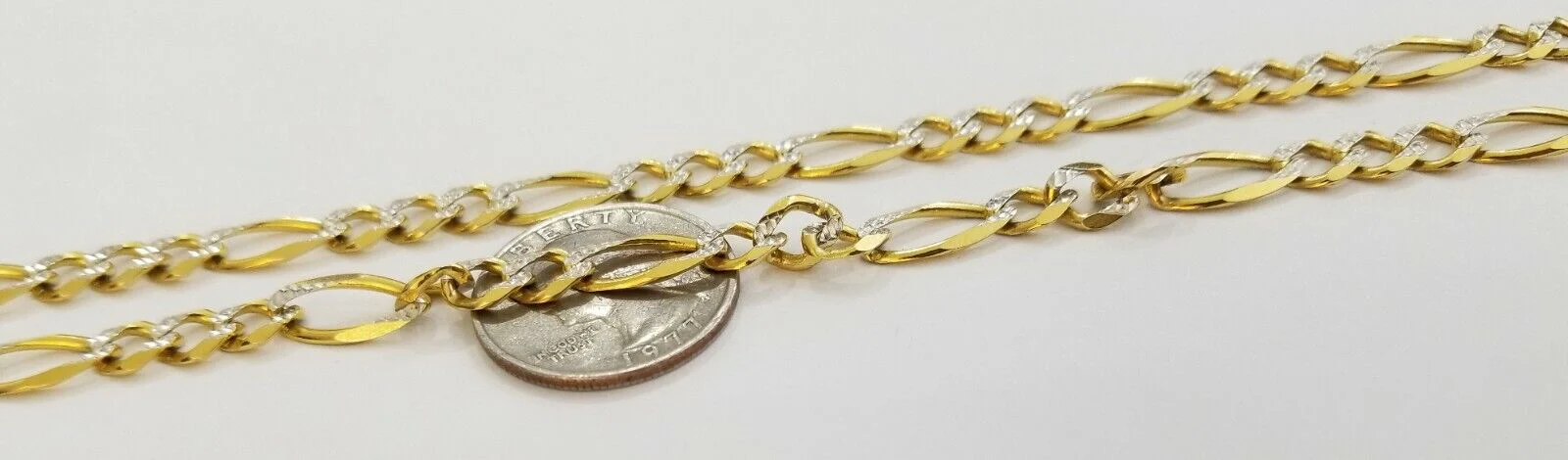 Real 14k Gold Chain Figaro Link Necklace 22" Solid Diamond Cut 7mm mens 14kt - Image 5