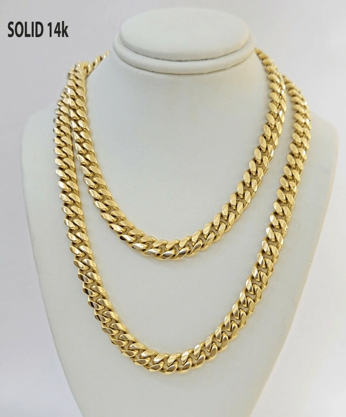 Real 14k Gold Chain Necklace 7mm 22 Inch Solid Miami Cuban Link Men 14kt Chain