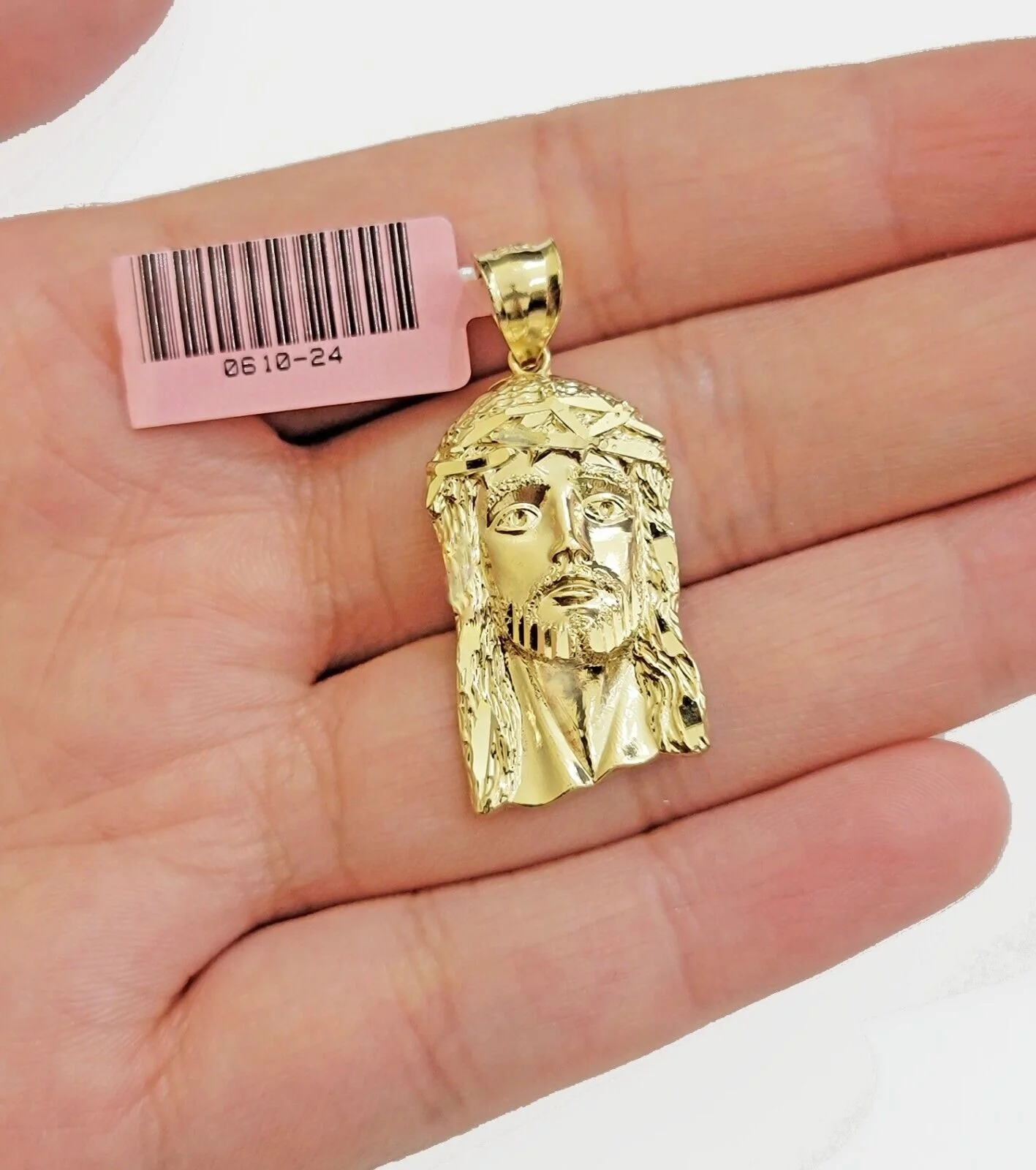 Real 14k Gold Charm Pendant Jesus Face for chains , Men Women, 14kt Yellow Gold - Image 6