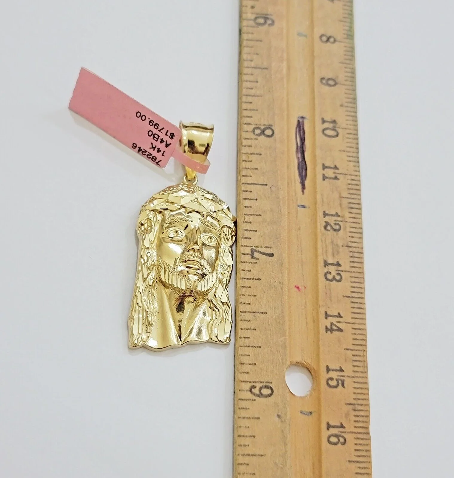 Real 14k Gold Charm Pendant Jesus Head 14kt Yellow Gold For Men Diamond Cuts - Image 3