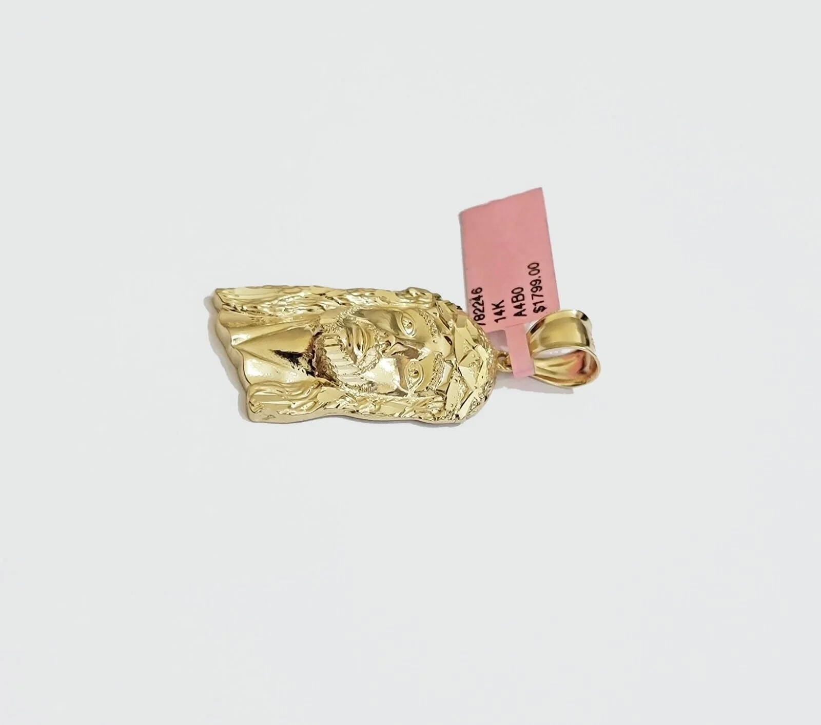 Real 14k Gold Charm Pendant Jesus Head 14kt Yellow Gold For Men Diamond Cuts - Image 4