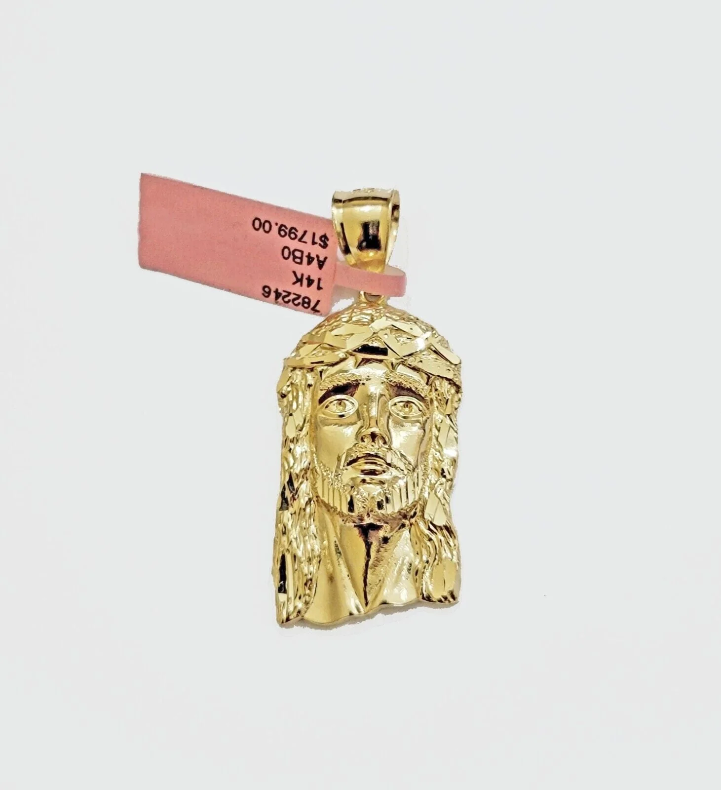 Real 14k Gold Charm Pendant Jesus Head 14kt Yellow Gold For Men Diamond Cuts - Image 6