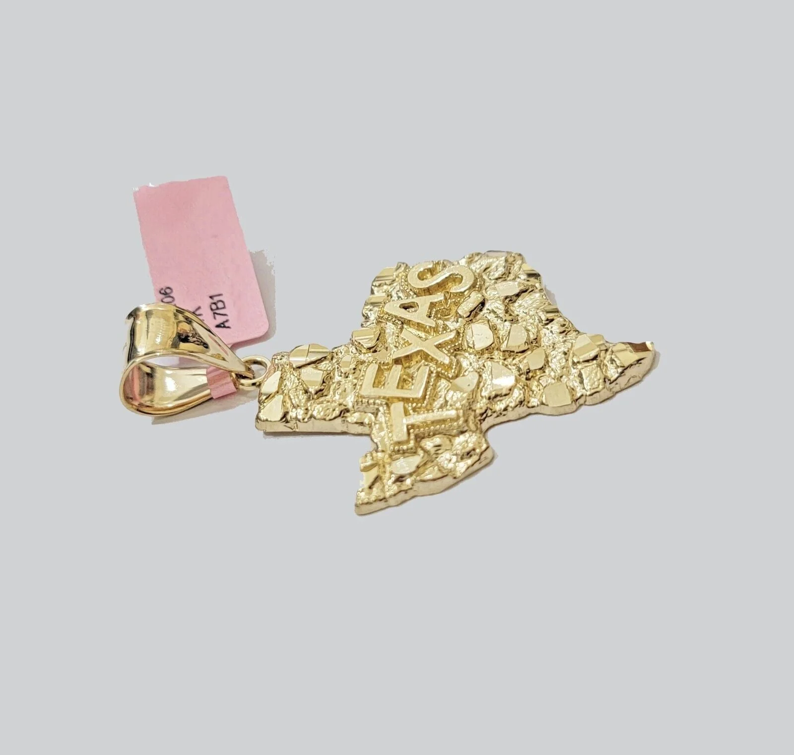 Real 14k Gold Charm pendant Nugget Texas map Men's 14KT Yellow Gold Charm Only - Image 2