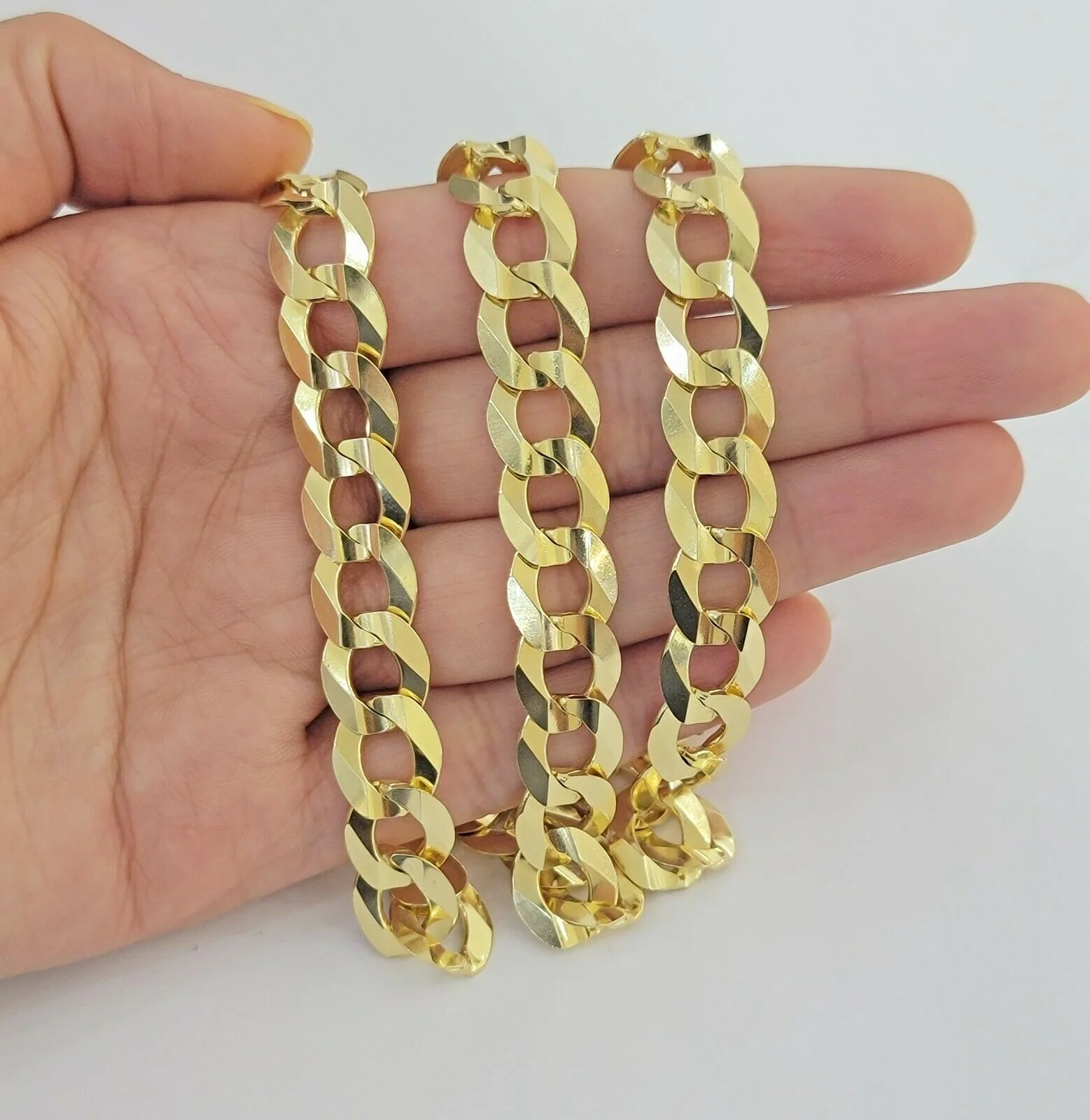 Real 14k Gold Cuban Curb Link Necklace Chain 11mm 22"-28"14kt Yellow Gold,SOLID - Image 9