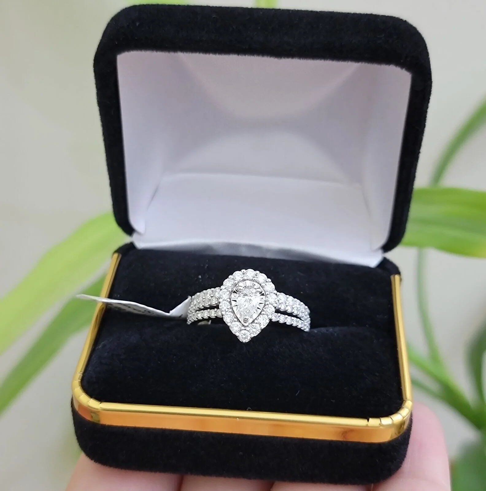 Real 14k Gold Diamond Engagement Wedding Ring Band SET  Pear/ Tear drop 1.5 CT Ring Sizes 6,7,8,9,10,11 & 12 - Image 6