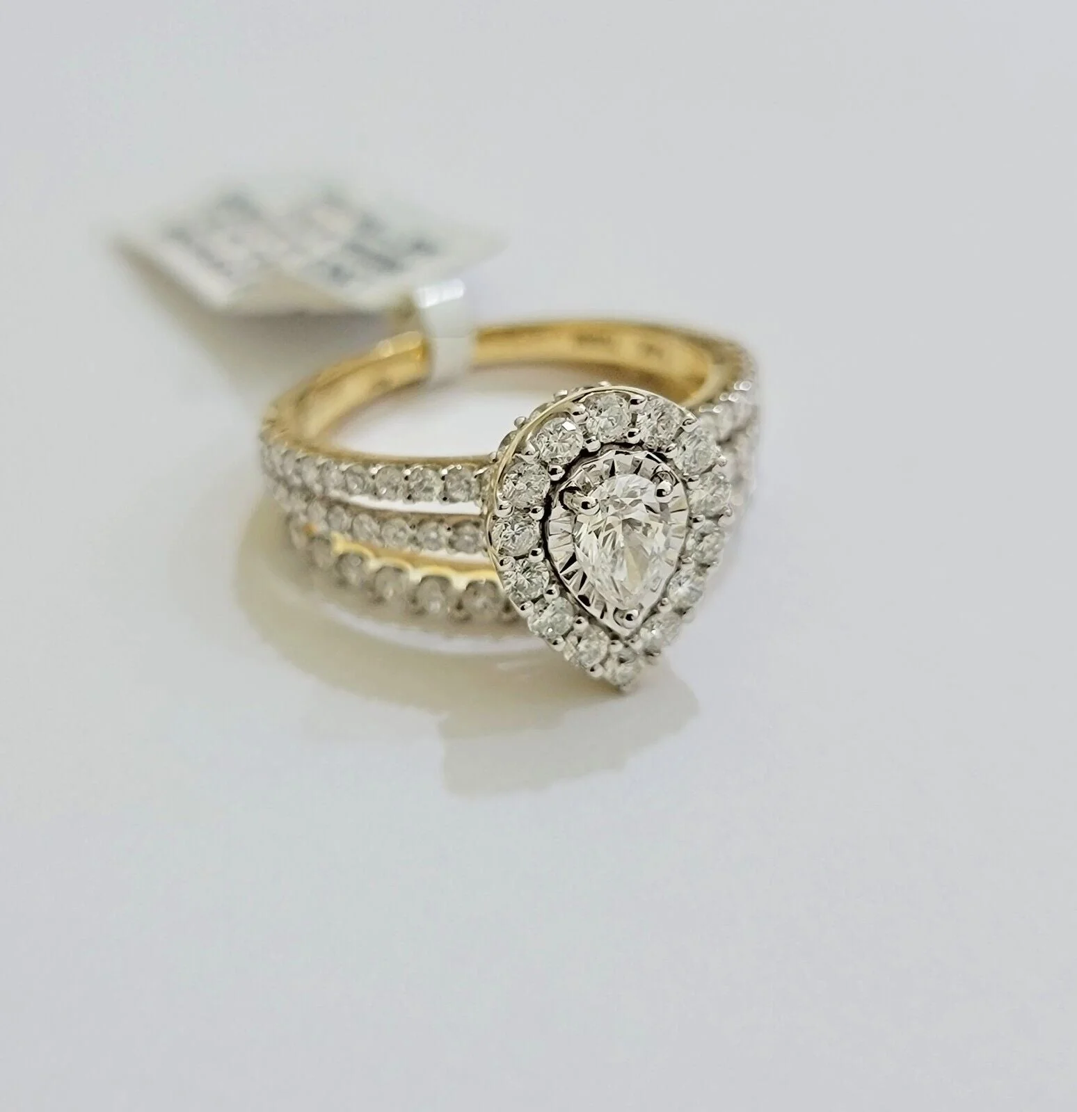Real 14k Gold Diamond Ring band SET Ladies Engagement Wedding Pear Shape 1.50 CT Ring Sizes 6,7,8,9,10,11 & 12 - Image 6