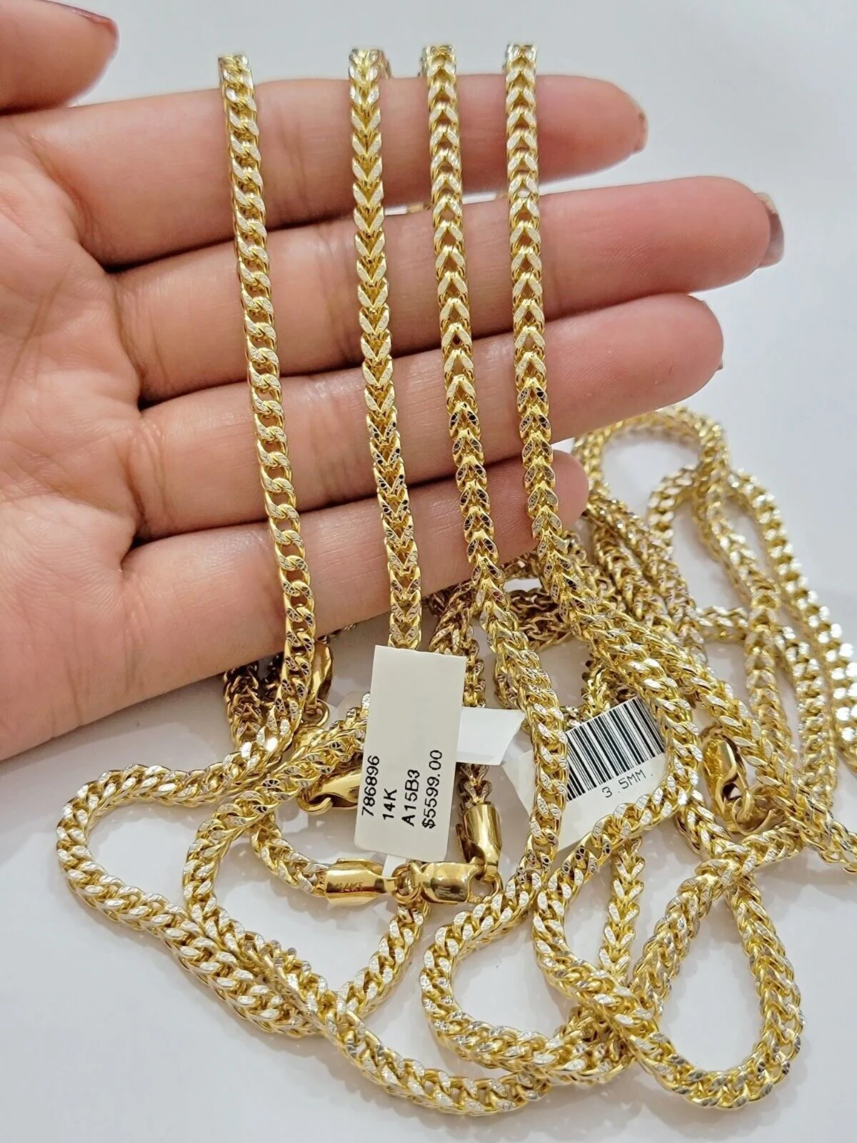 Real 14k Gold Franco Chain Mens Necklace 24" 3.5mm Diamond cuts 14kt Yellow Gold - Image 2