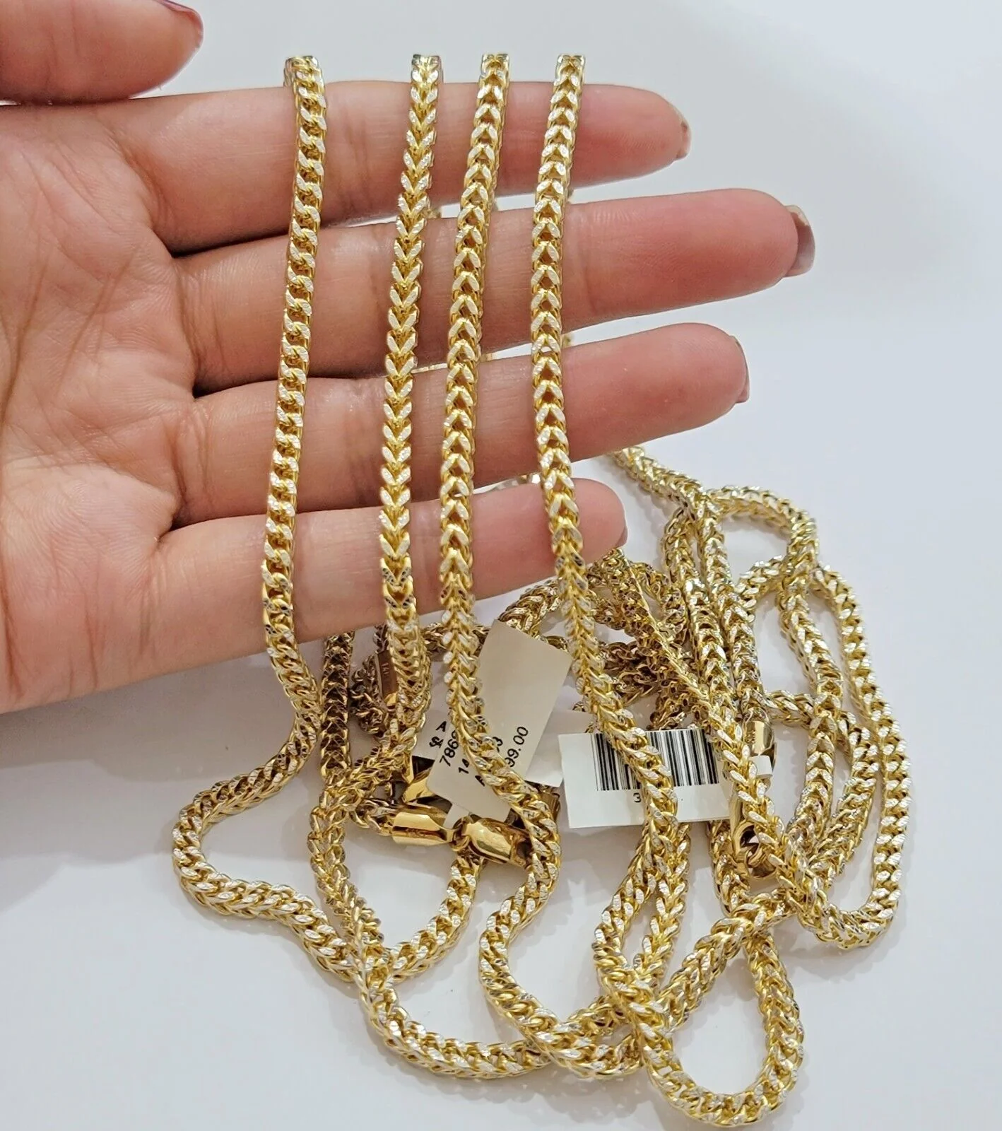 Real 14k Gold Franco Chain Mens Necklace 24" 3.5mm Diamond cuts 14kt Yellow Gold - Image 6