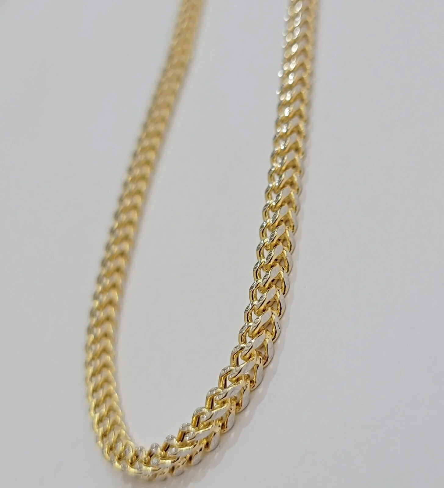 Real 14k Gold Franco Chain Necklace 22" Short 3.5mm Diamond cut 14kt Yellow Gold - Image 3