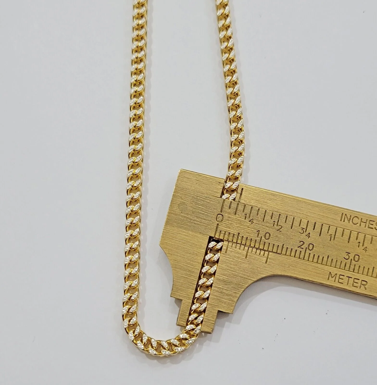 Real 14k Gold Franco Chain Necklace 22" Short 3.5mm Diamond cut 14kt Yellow Gold - Image 4