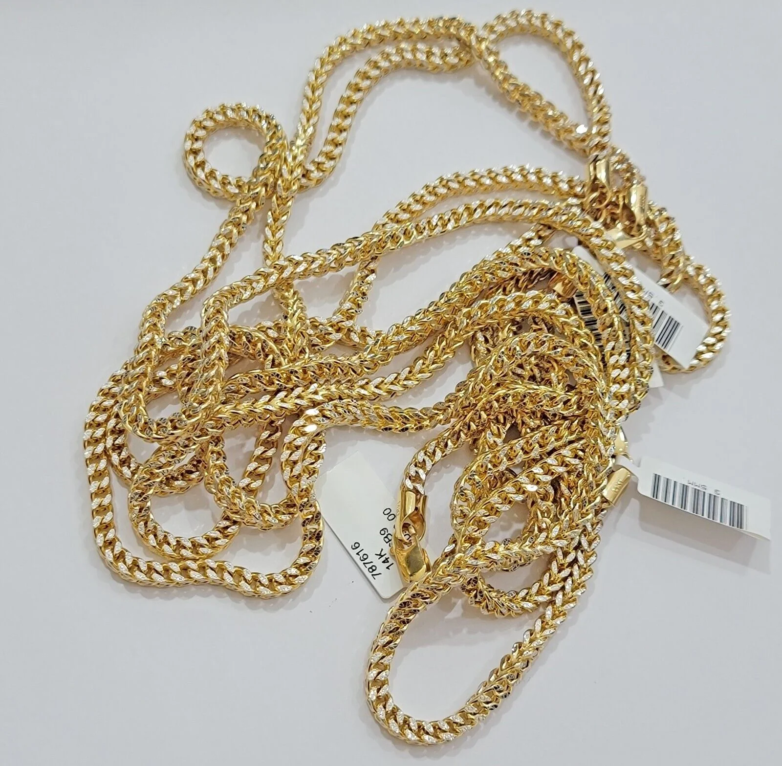 Real 14k Gold Franco Chain Necklace 22" Short 3.5mm Diamond cut 14kt Yellow Gold - Image 6