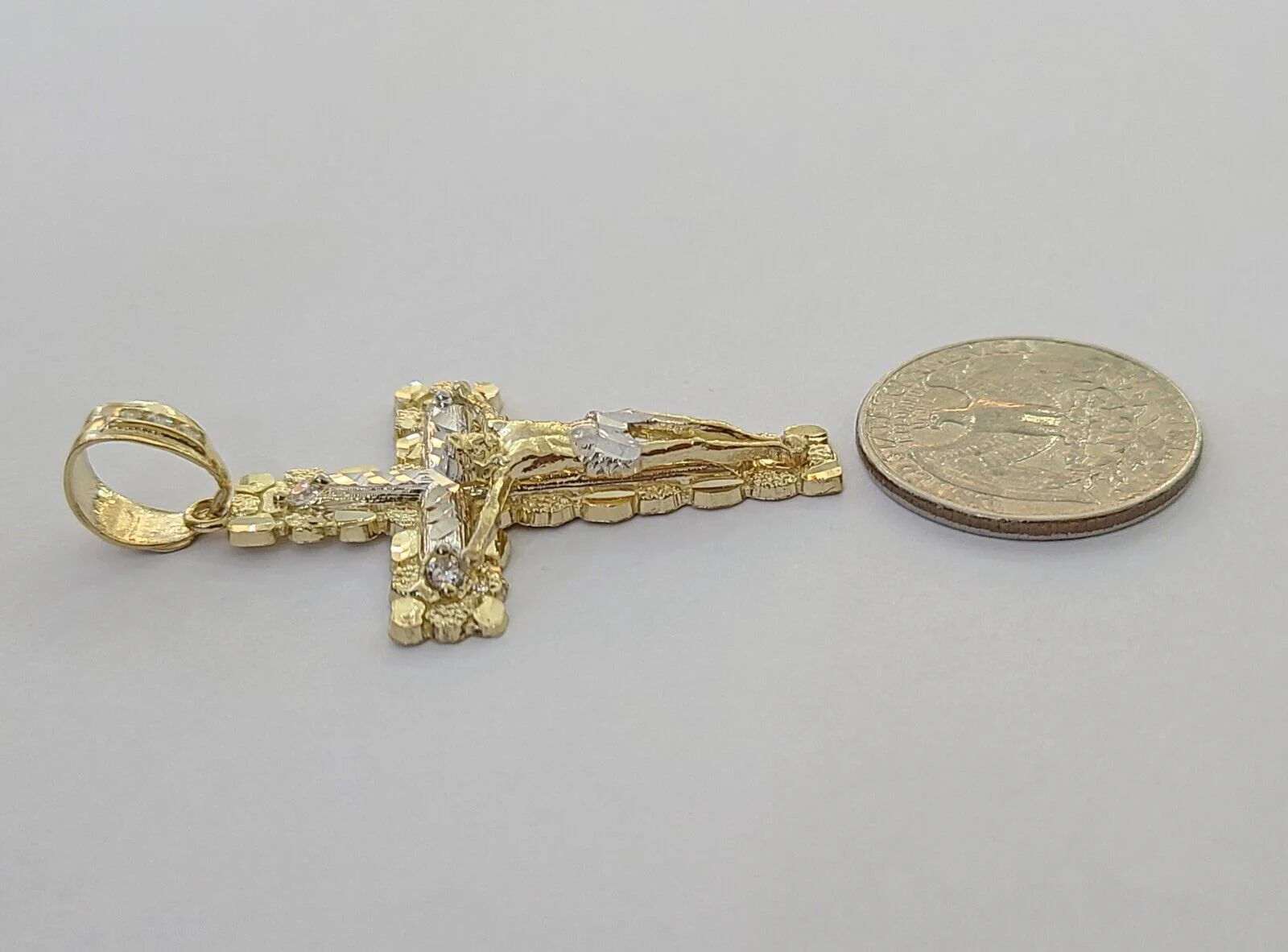 Real 14k Gold Jesus Cross Pendant Charm Crucifix 2" Inches 14kt Yellow Gold - Image 2