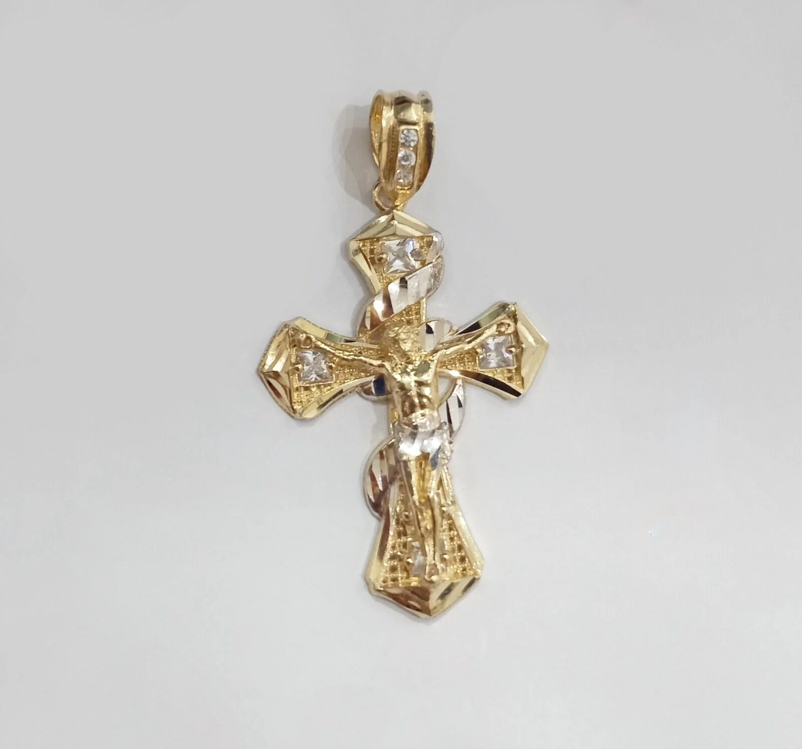 Real 14k Gold Jesus Crucifix Cross Charm Pendant 2" inch 14kt Yellow Gold - Image 7