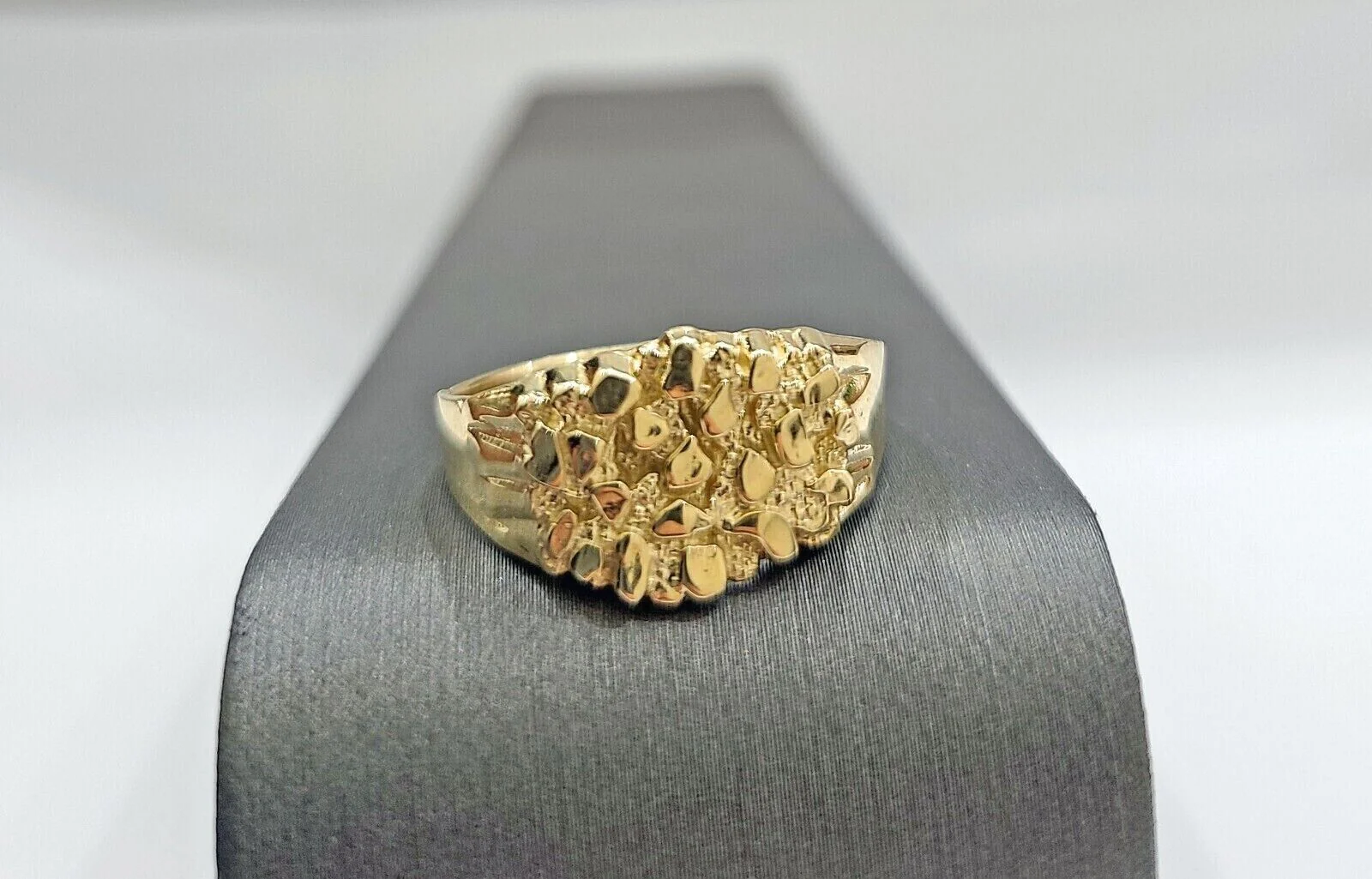 Real 14k Gold Men's Ring Nugget 14kt Yellow Gold Unisex All Sizes