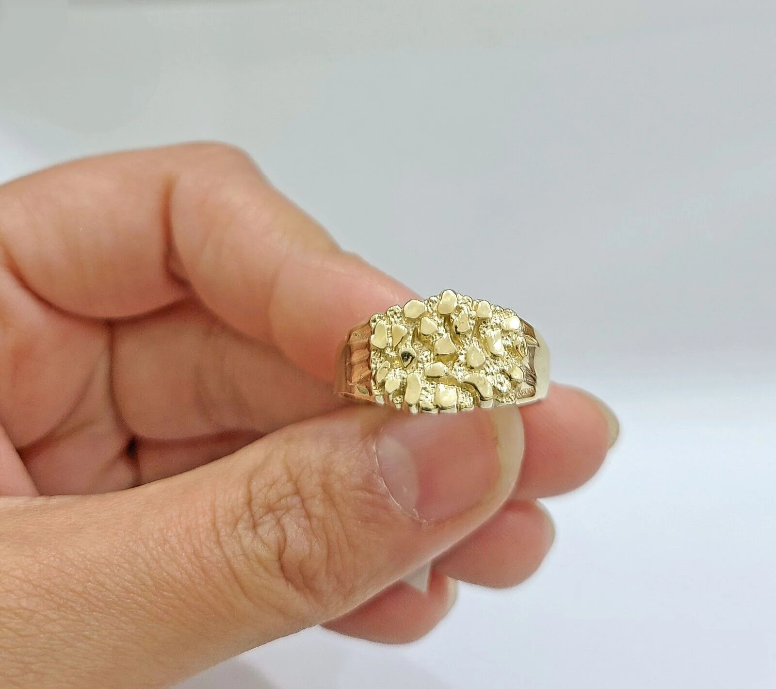 Real 14k Gold Men's Ring Nugget All Sizes 14kt Yellow Gold Unisex - Image 2