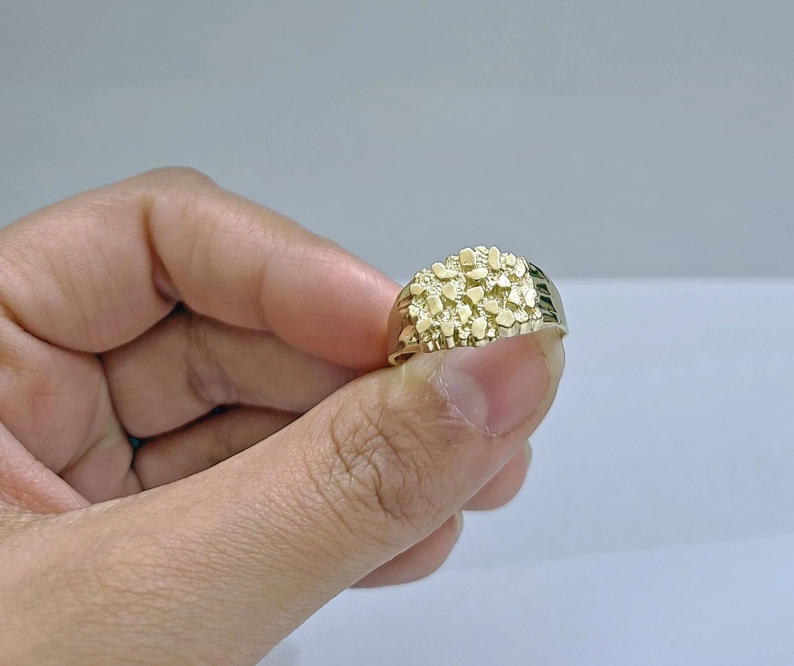 Real 14k Gold Men's Ring Nugget All Sizes 14kt Yellow Gold Unisex - Image 6