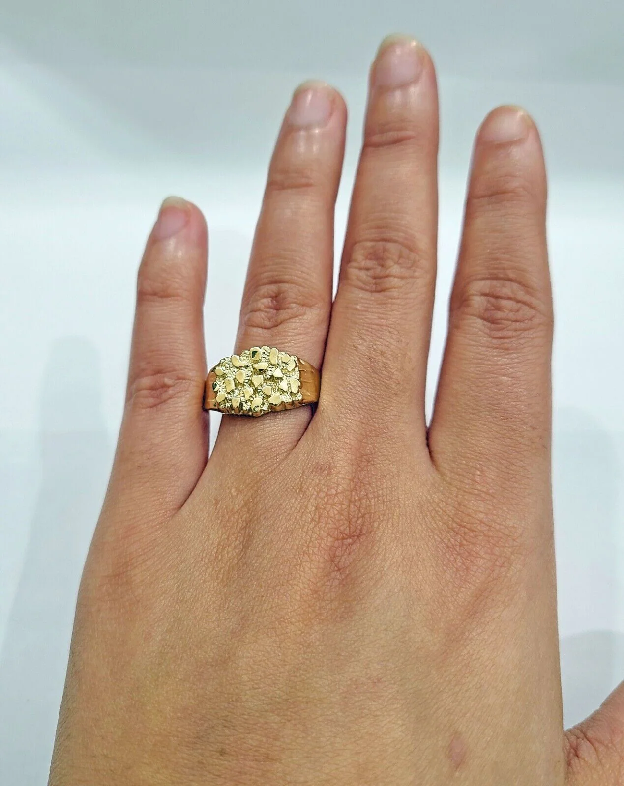 Real 14k Gold Men's Ring Nugget 14kt Yellow Gold Unisex All Sizes - Image 4
