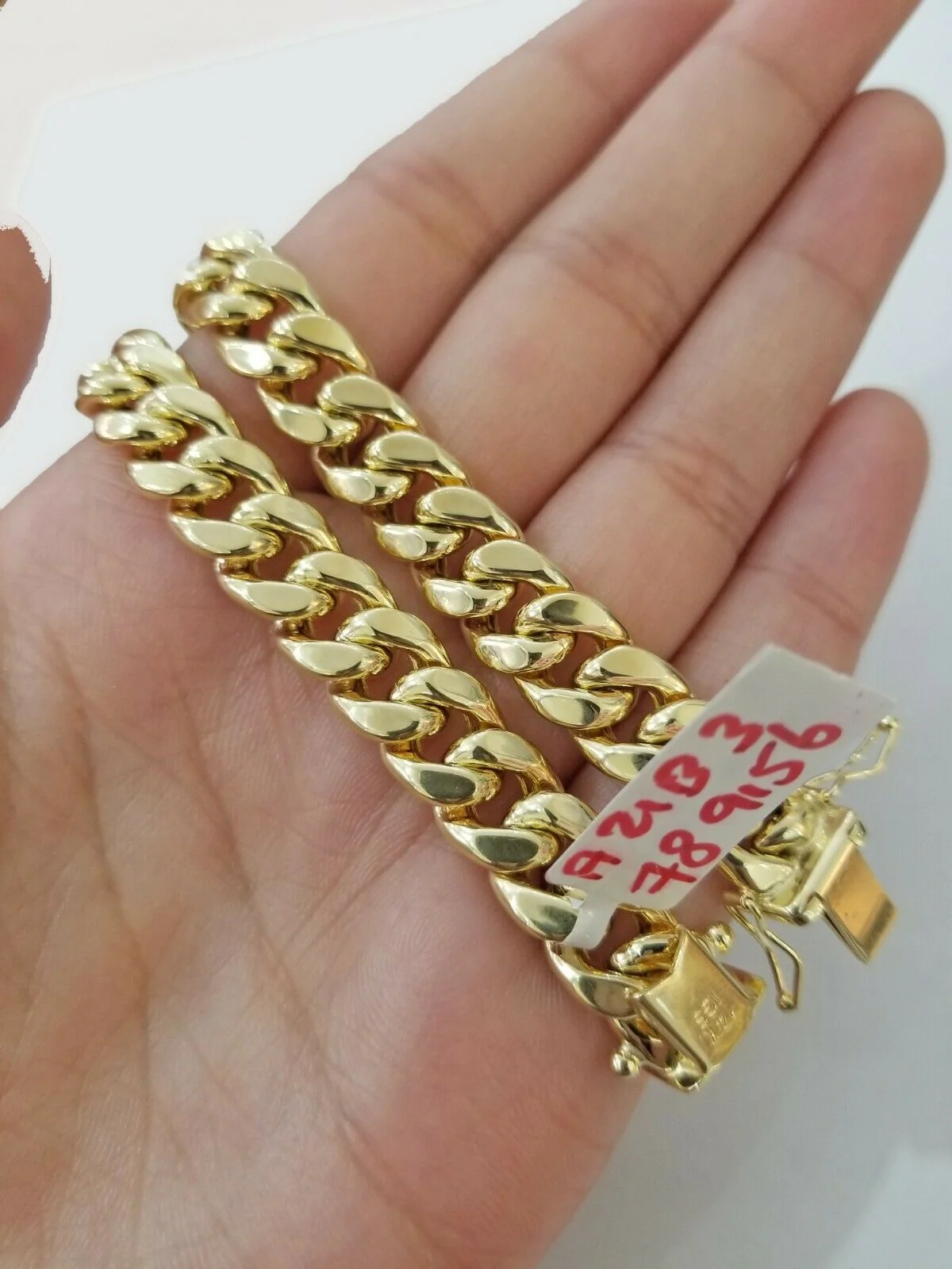 REAL 14k Gold Miami Cuban Bracelet 7" 9mm 14 kt Yellow Gold Strong Links LADIES - Image 3